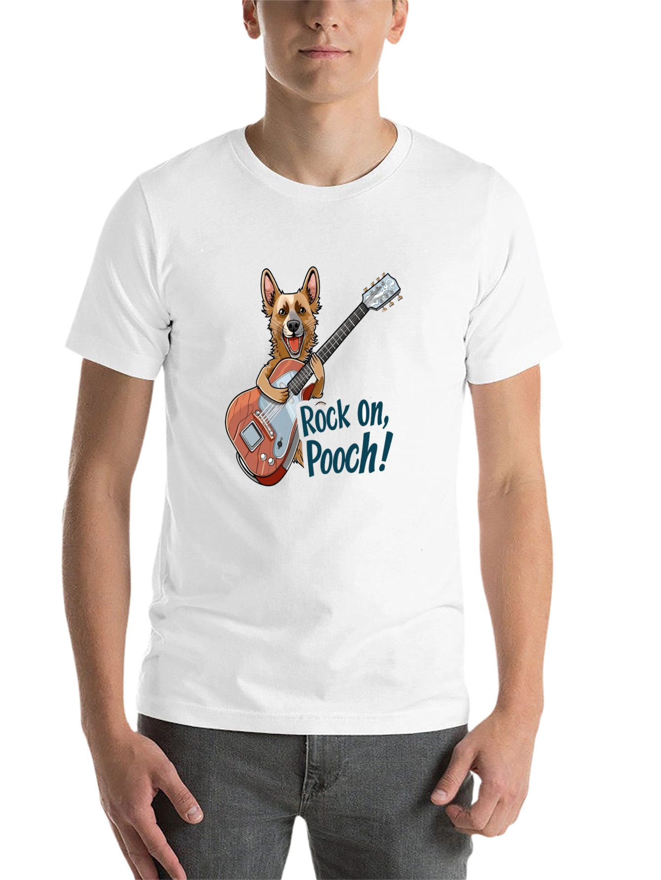 Rock On, Pooch! Novelty Graphic T-Shirt - 14