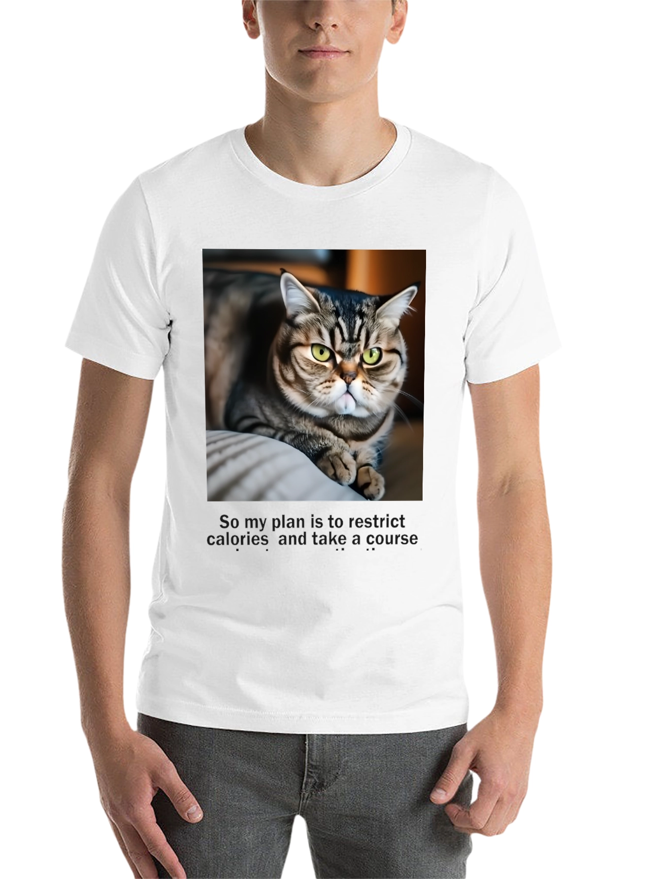 Black Funny Cat Graphic T-Shirt - Unisex Black Tee view 14