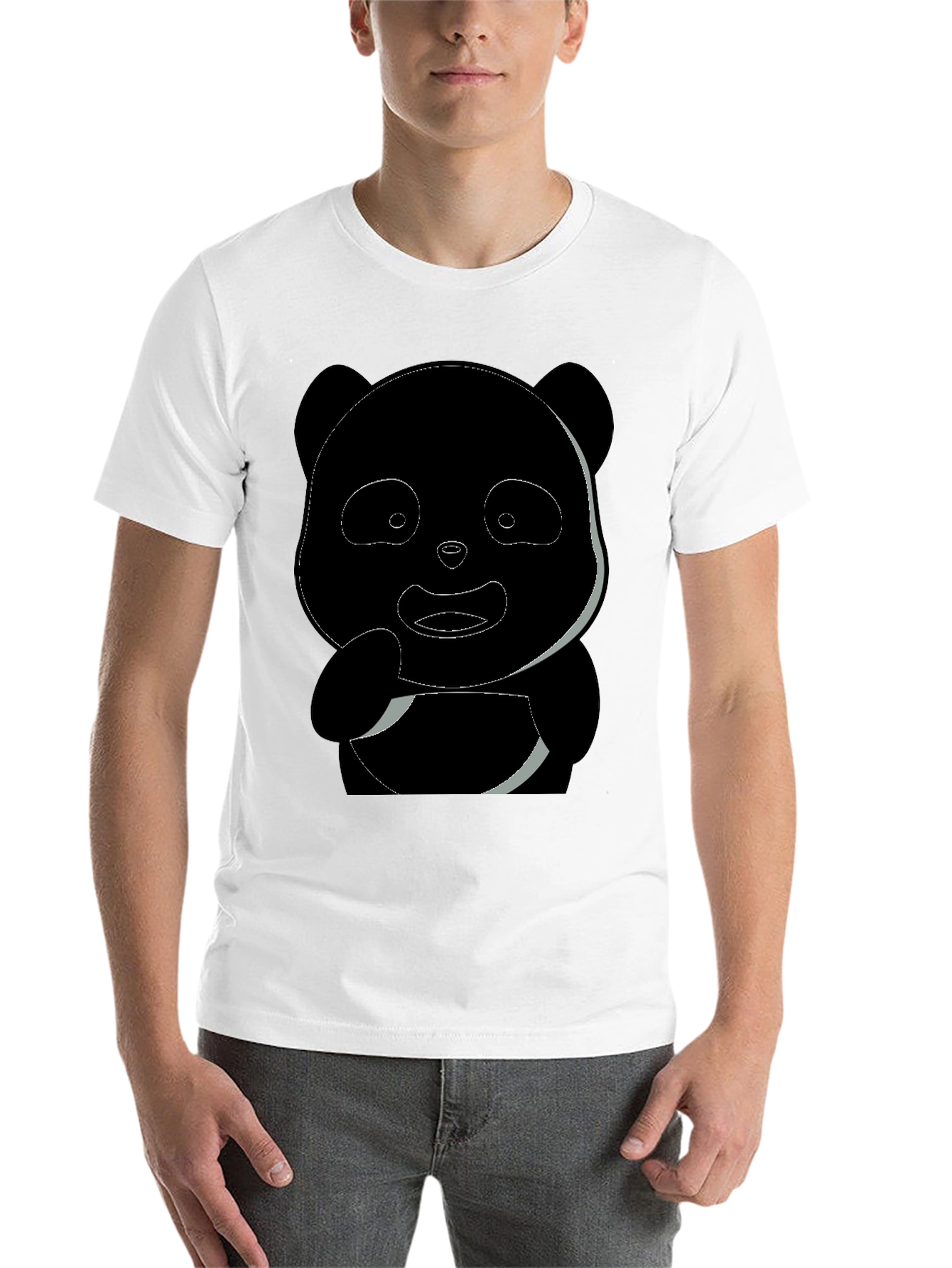 Black Panda Graphic Men's Black T-Shirt view 14