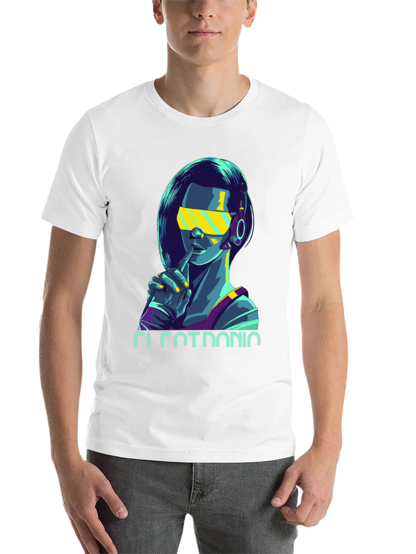 Black Cyberpunk Girl Graphic Tee - Stylish Black Cotton T-Shirt view 14
