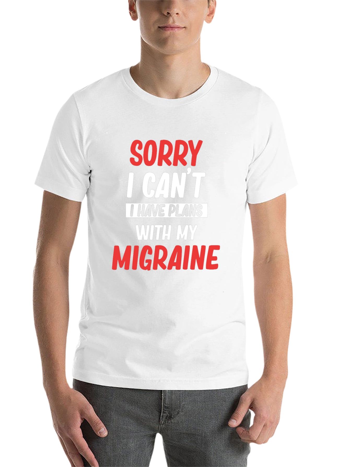 Black Sorry, I Can't Migraine T-Shirt view 14