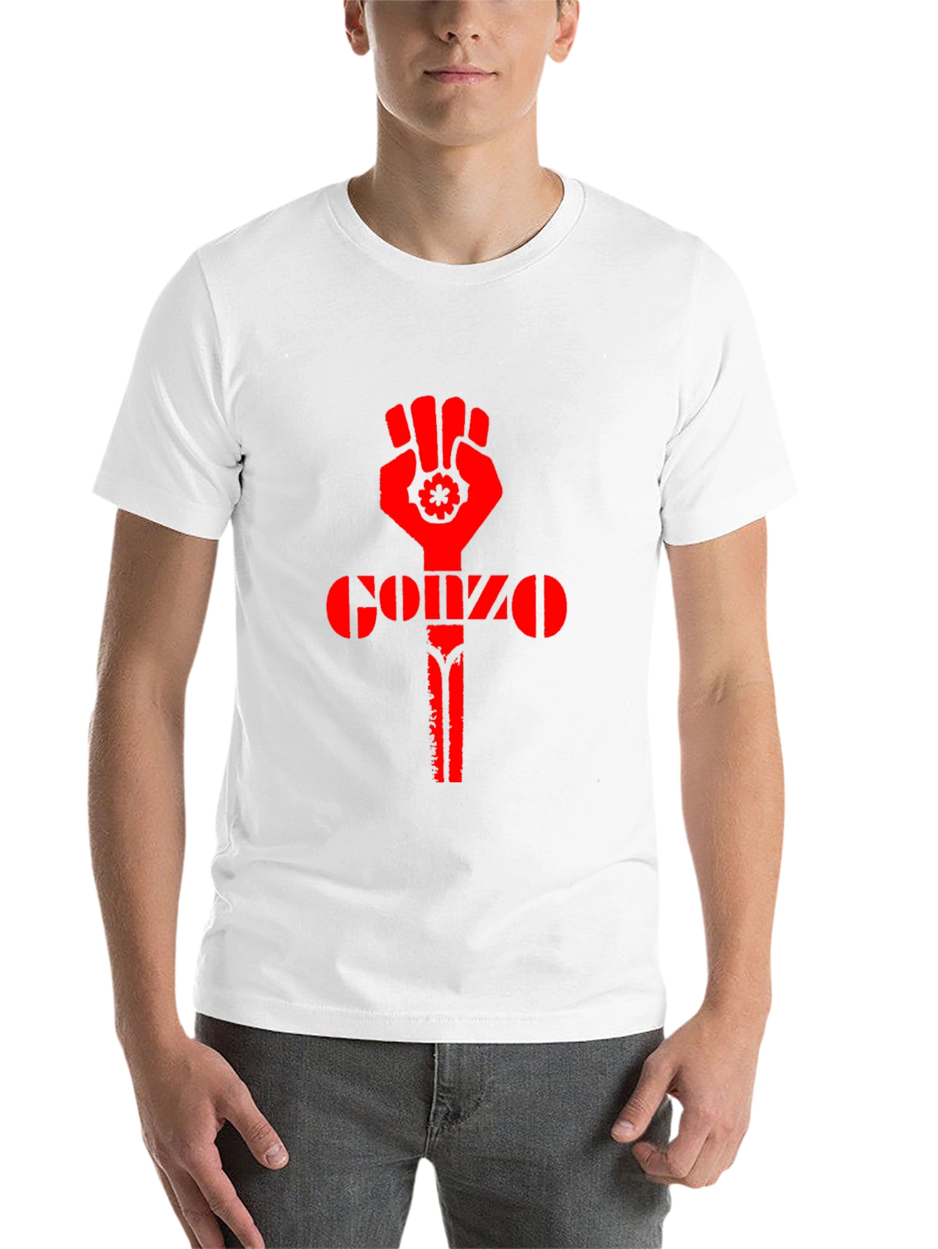 Black Gonzo Fist Black T-Shirt - Red Design view 14
