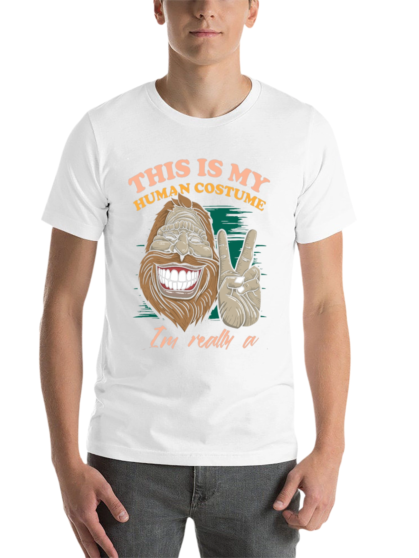 Black This Is My Human Costume Funny Bigfoot T-Shirt view 14