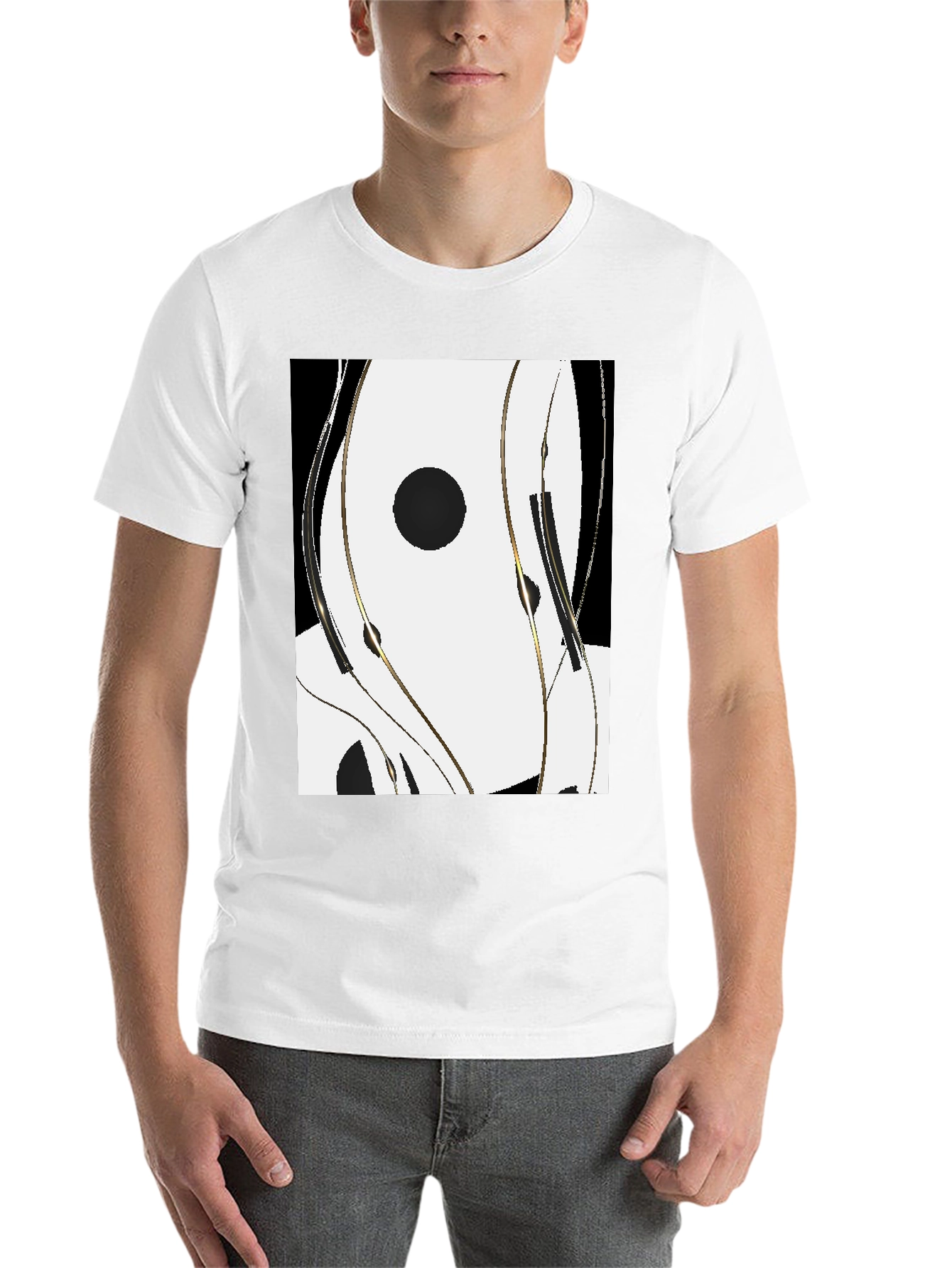 Black Abstract Black & White Graphic Tee view 14