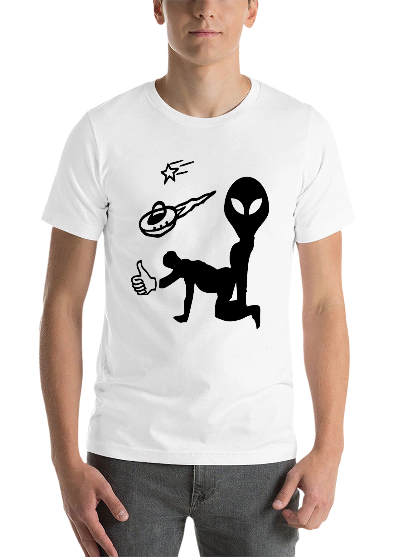 Black Alien Abduction Graphic Tee - Black Cotton T-Shirt view 14