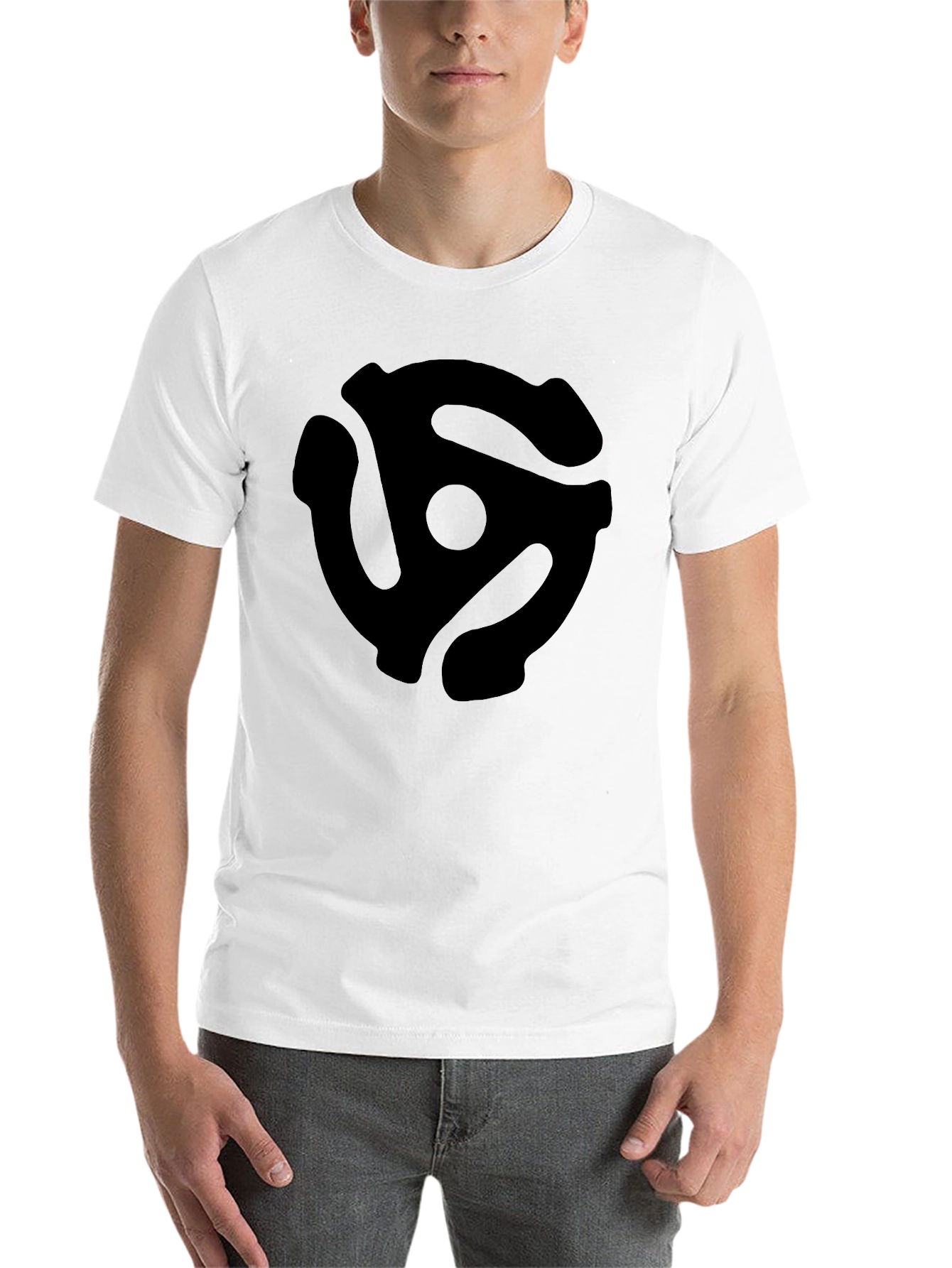 Black Retro Record Adapter T-Shirt view 14