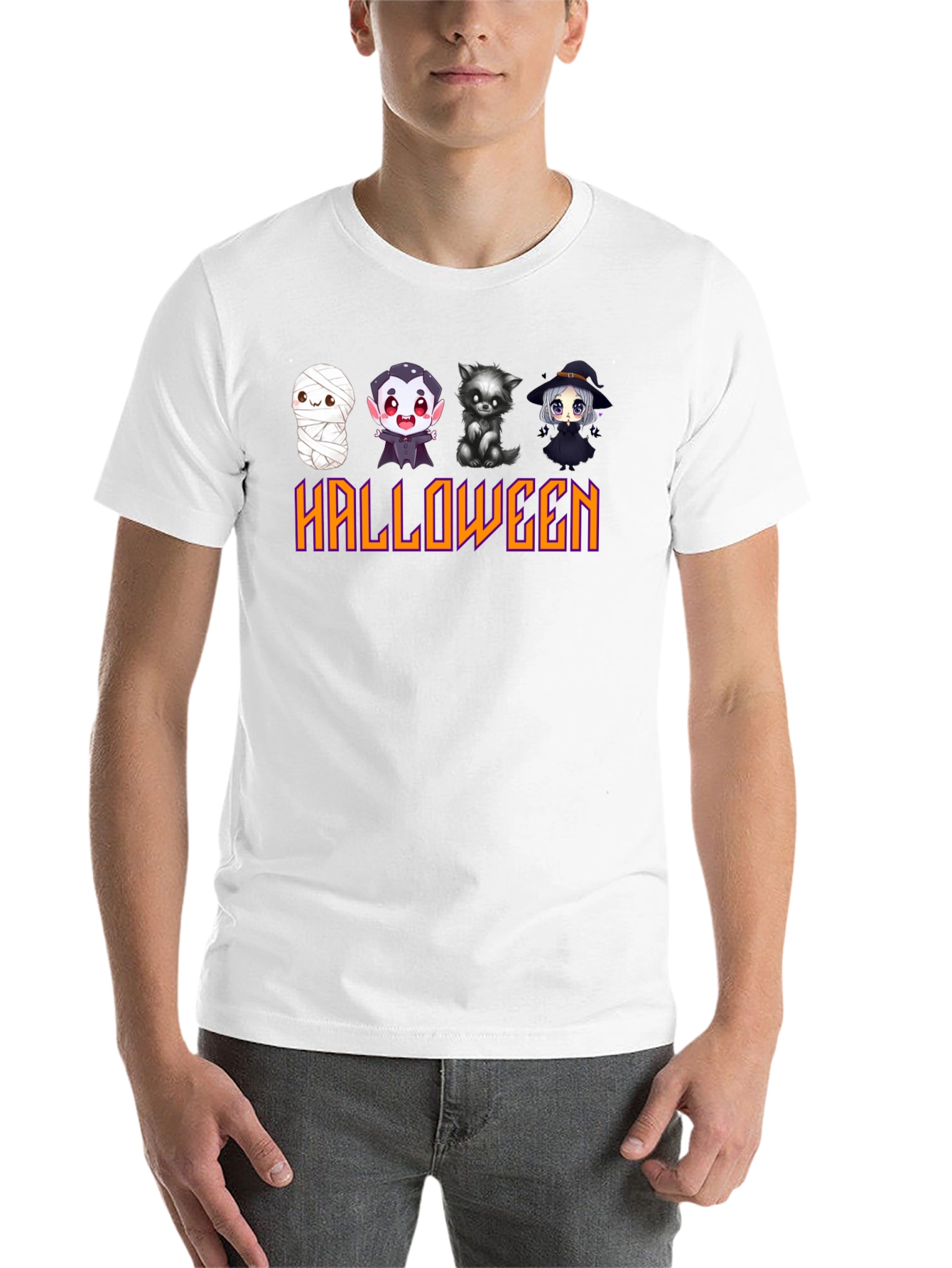 Black Halloween Cartoon Character T-Shirt view 14