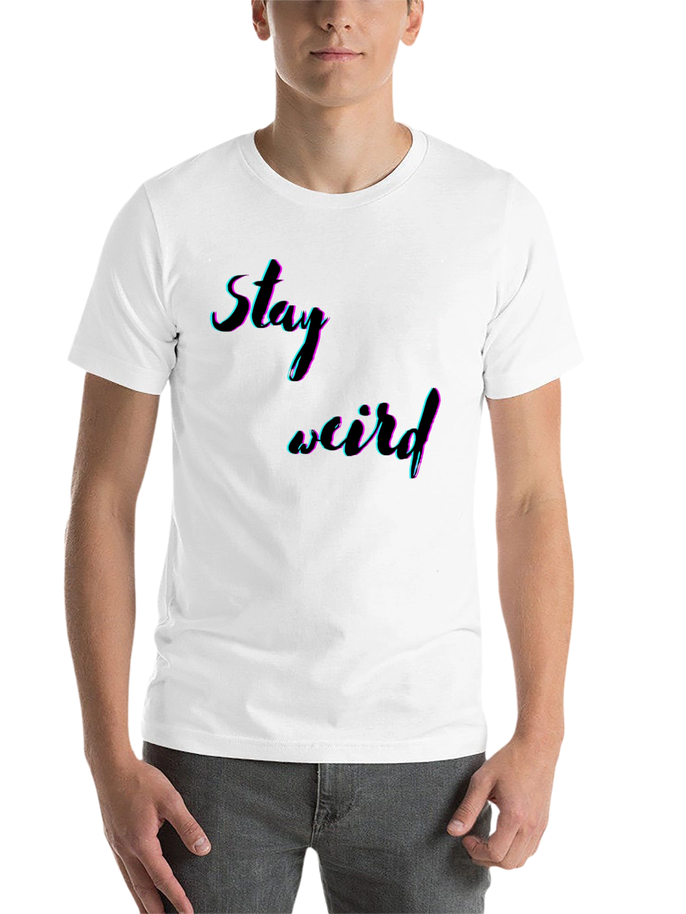 Black Stay Weird Graphic Tee - Men's Black T-Shirt view 14