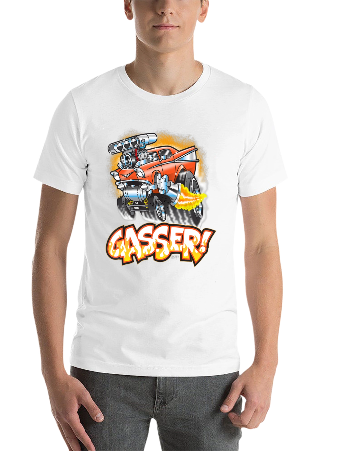 Black Gasser Cartoon Car Graphic T-Shirt view 14