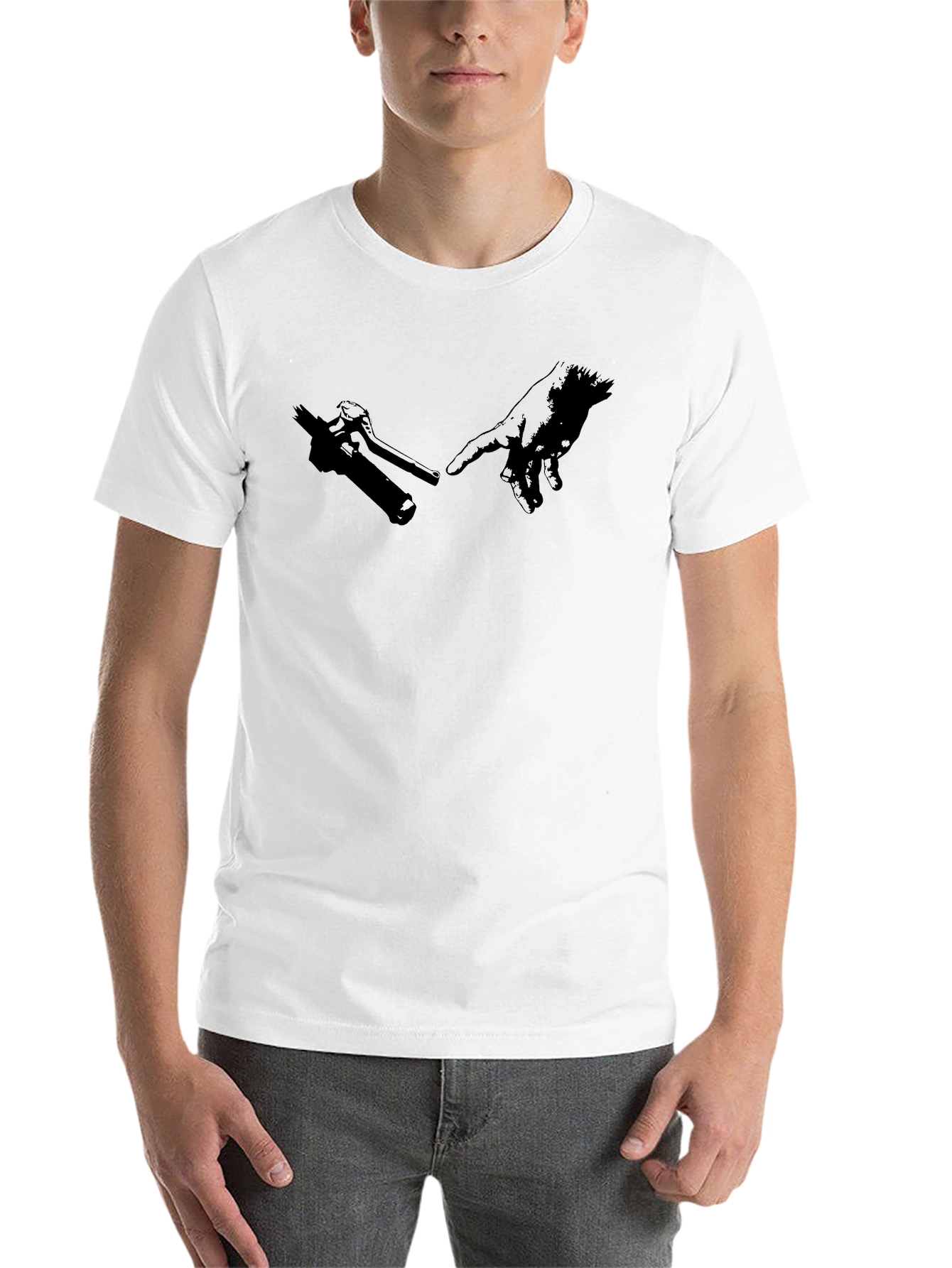 Black Creation of Biker T-Shirt - Black Graphic Tee view 14