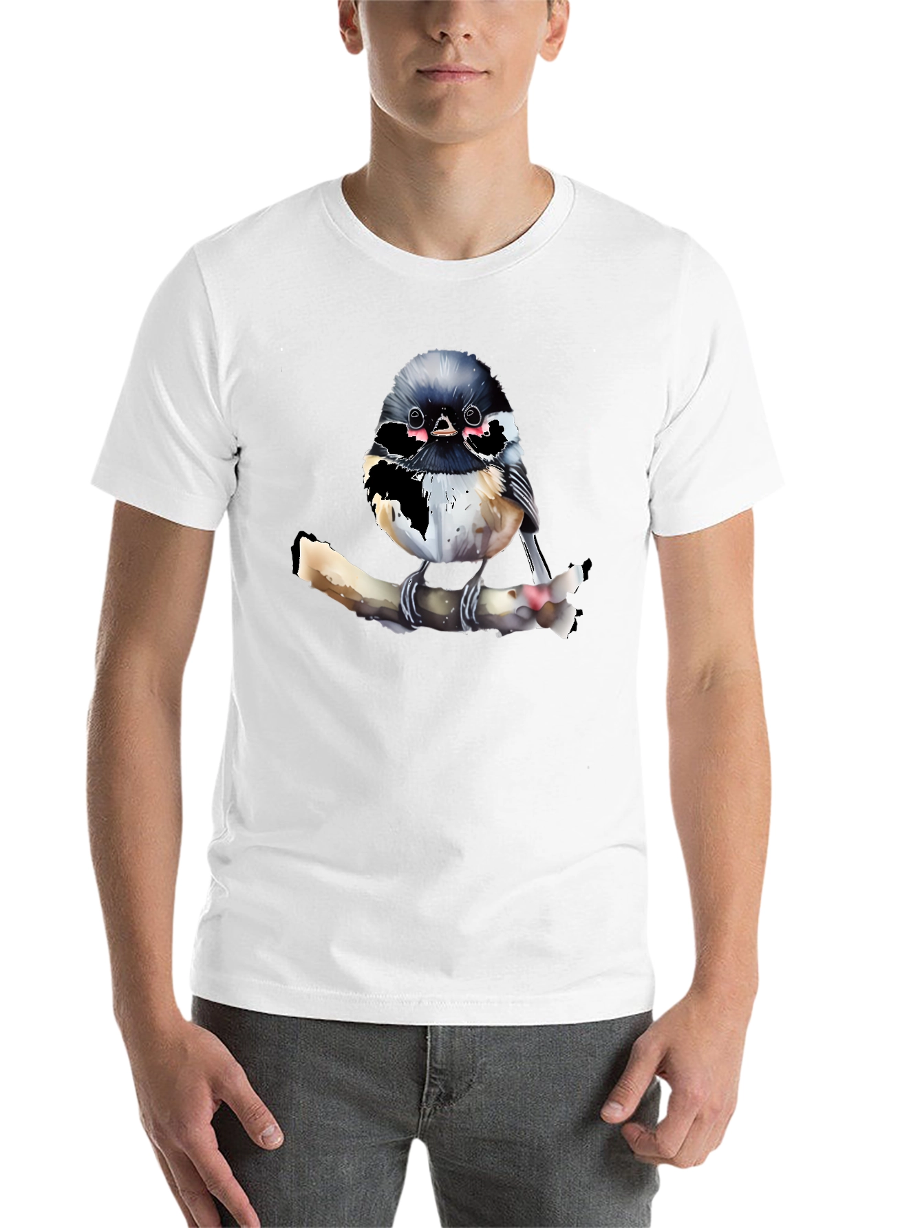 Black Chickadee Bird Graphic T-Shirt view 14