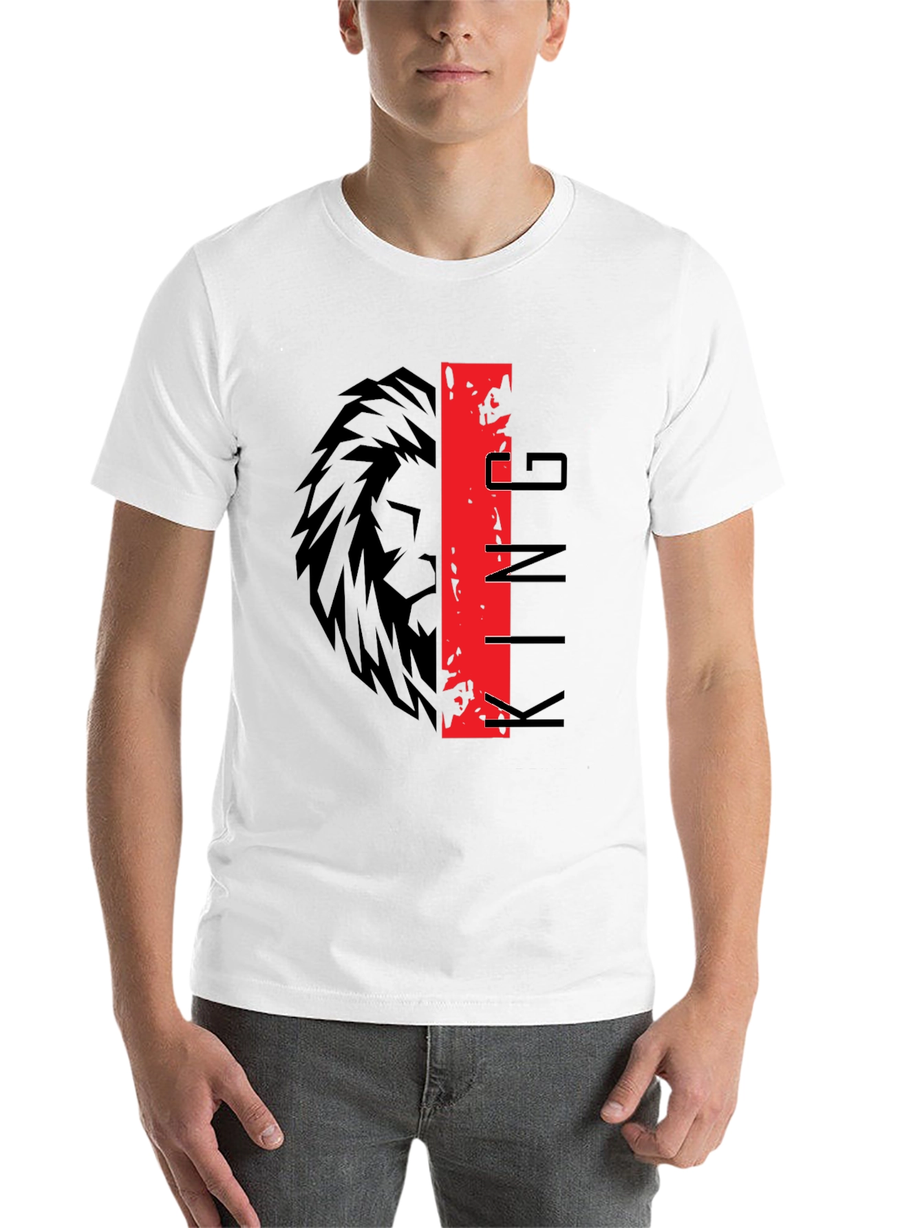 Black King Lion Graphic Print Black T-Shirt view 14