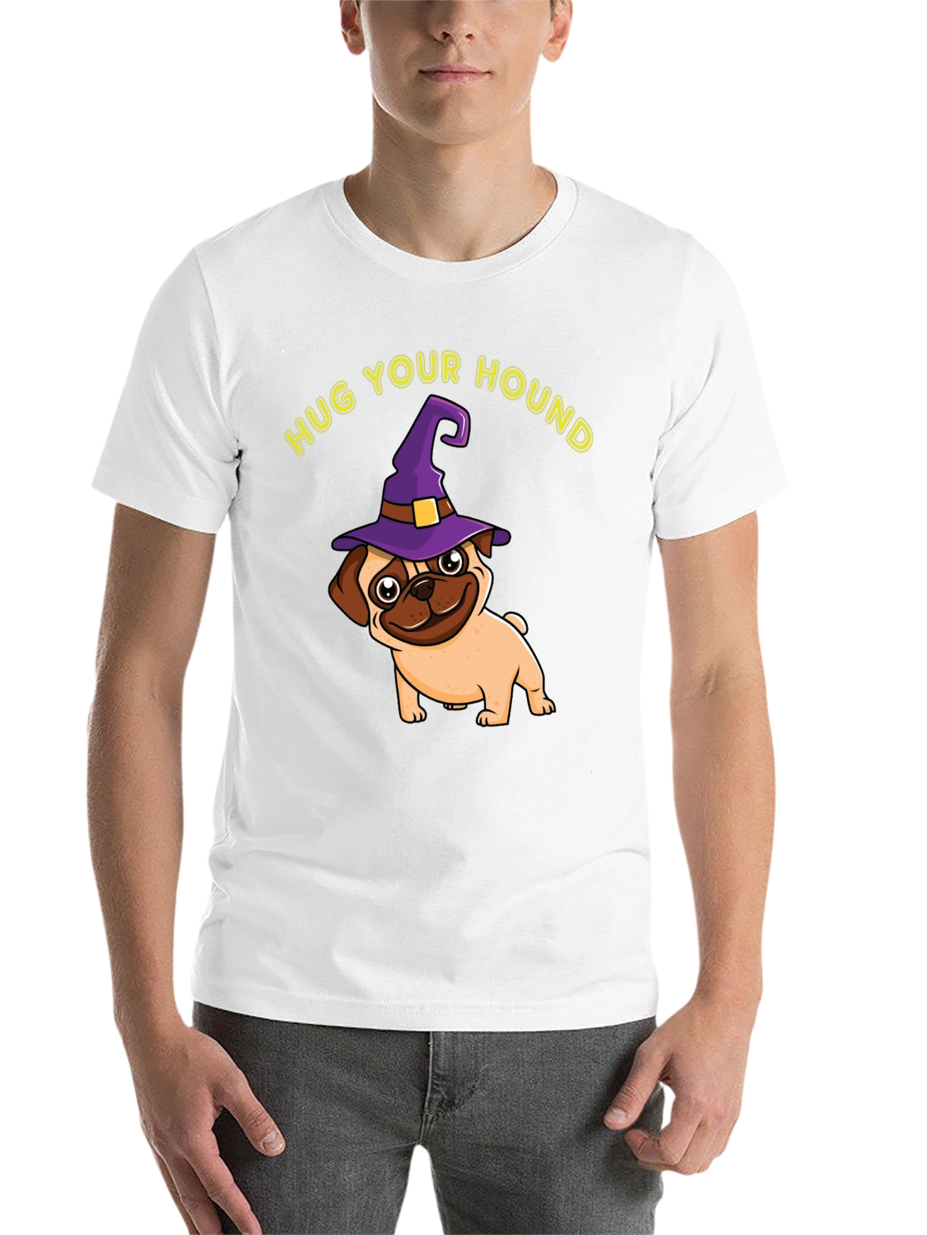 Black Hug Your Hound Pug Halloween T-Shirt view 14