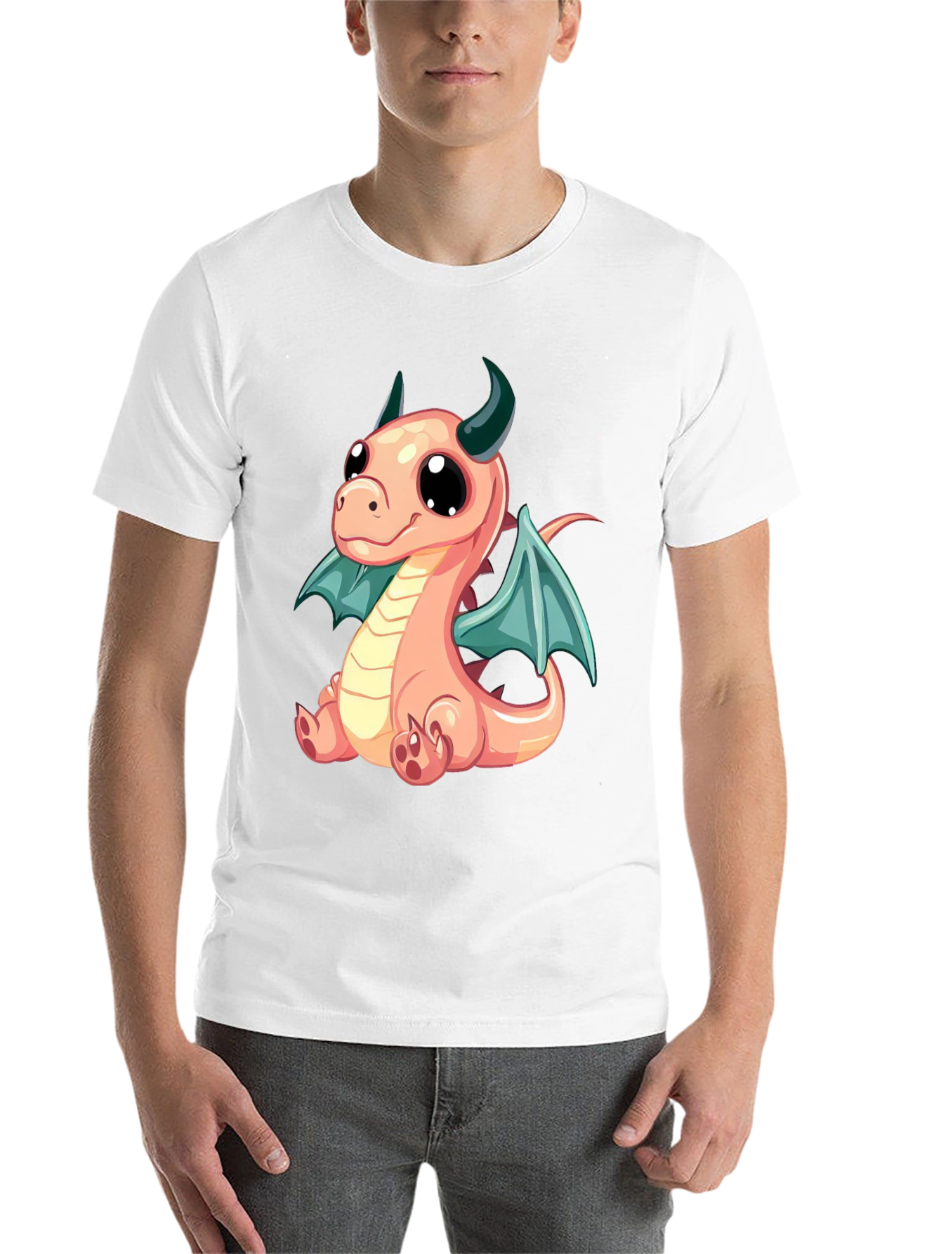 Black Cute Cartoon Dragon Graphic Tee - Black view 14