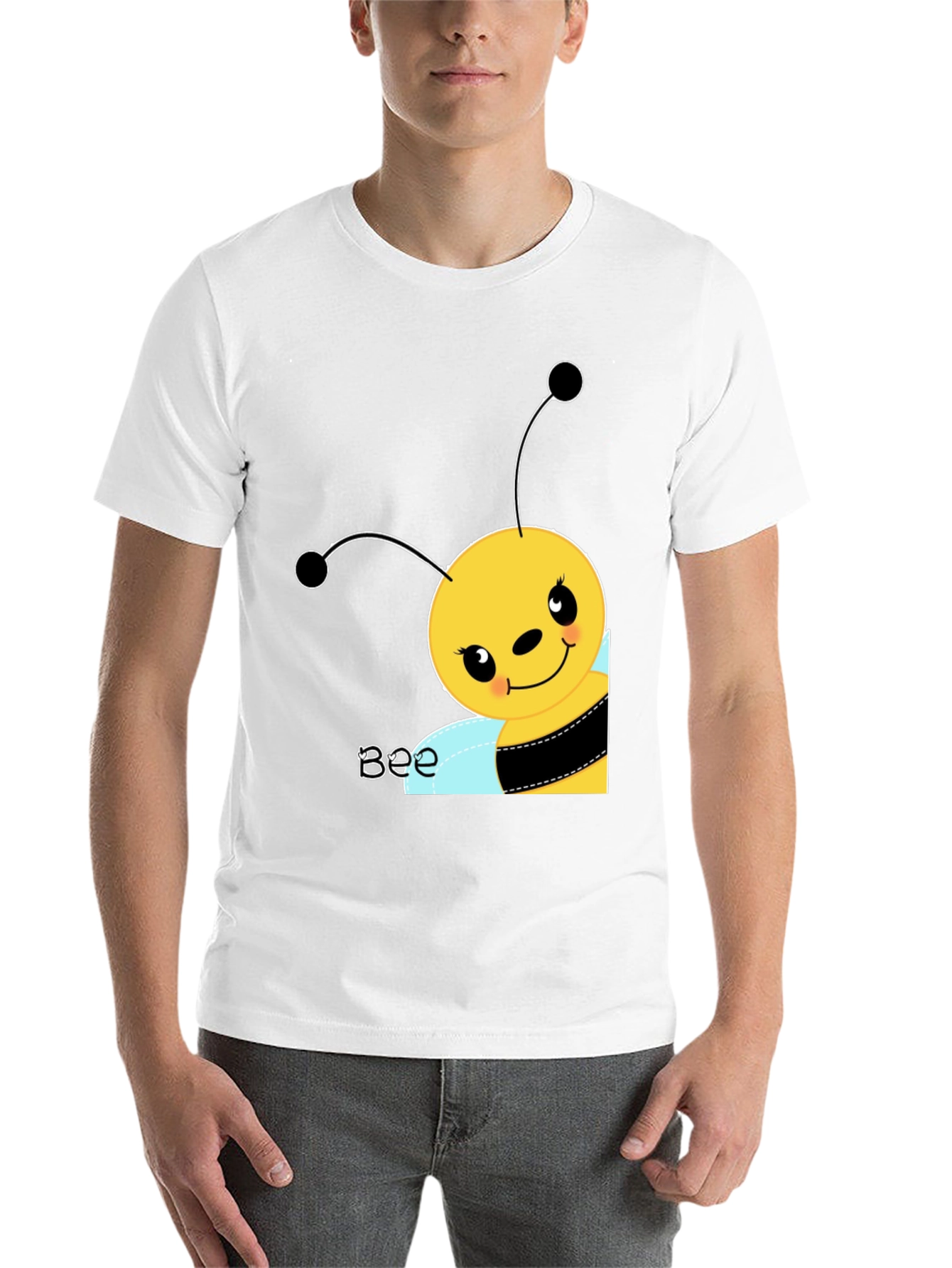 Black Cute Cartoon Bee Graphic Tee view 14