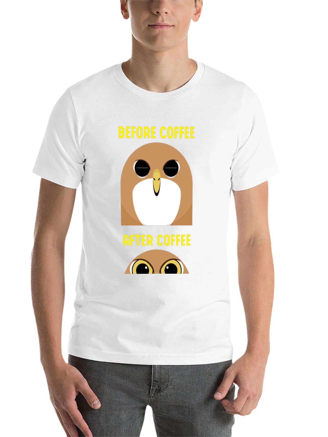 Black Before & After Coffee Owl T-Shirt - Black view 14