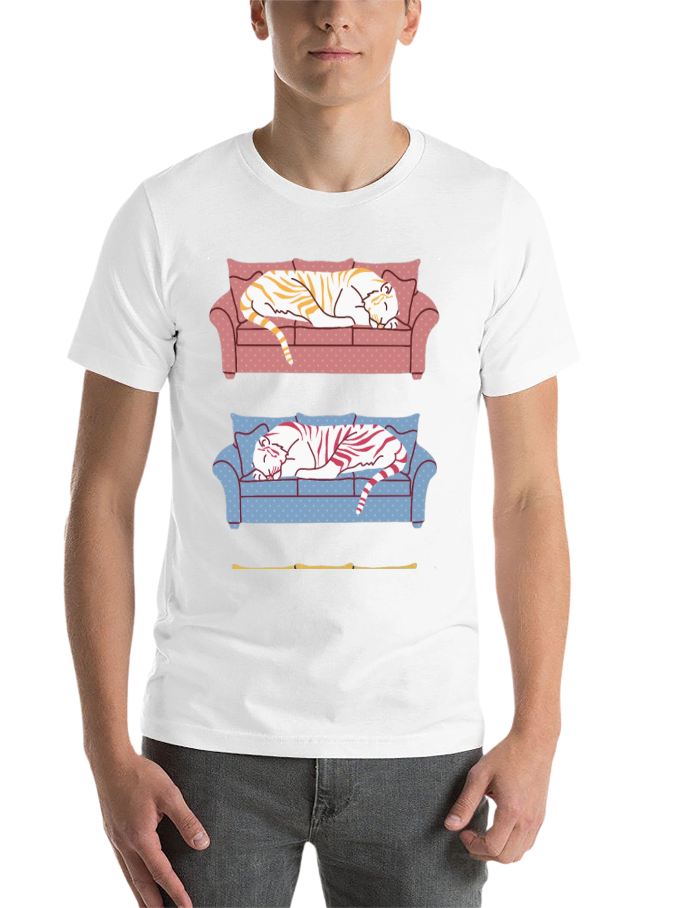 Black Tiger on Couch Graphic T-Shirt view 14