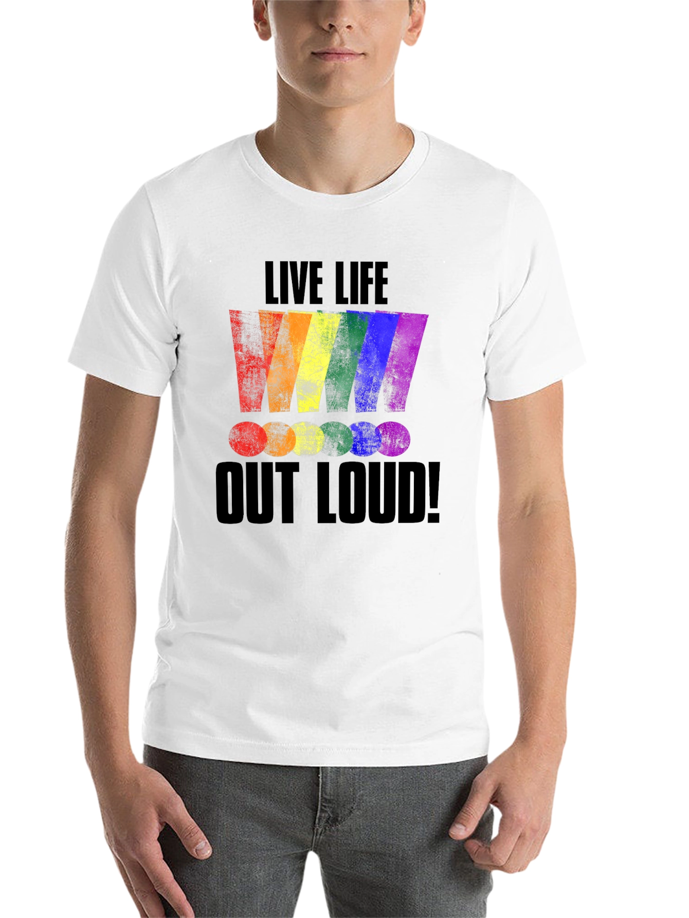 Black Live Life Out Loud Rainbow Graphic T-Shirt view 14