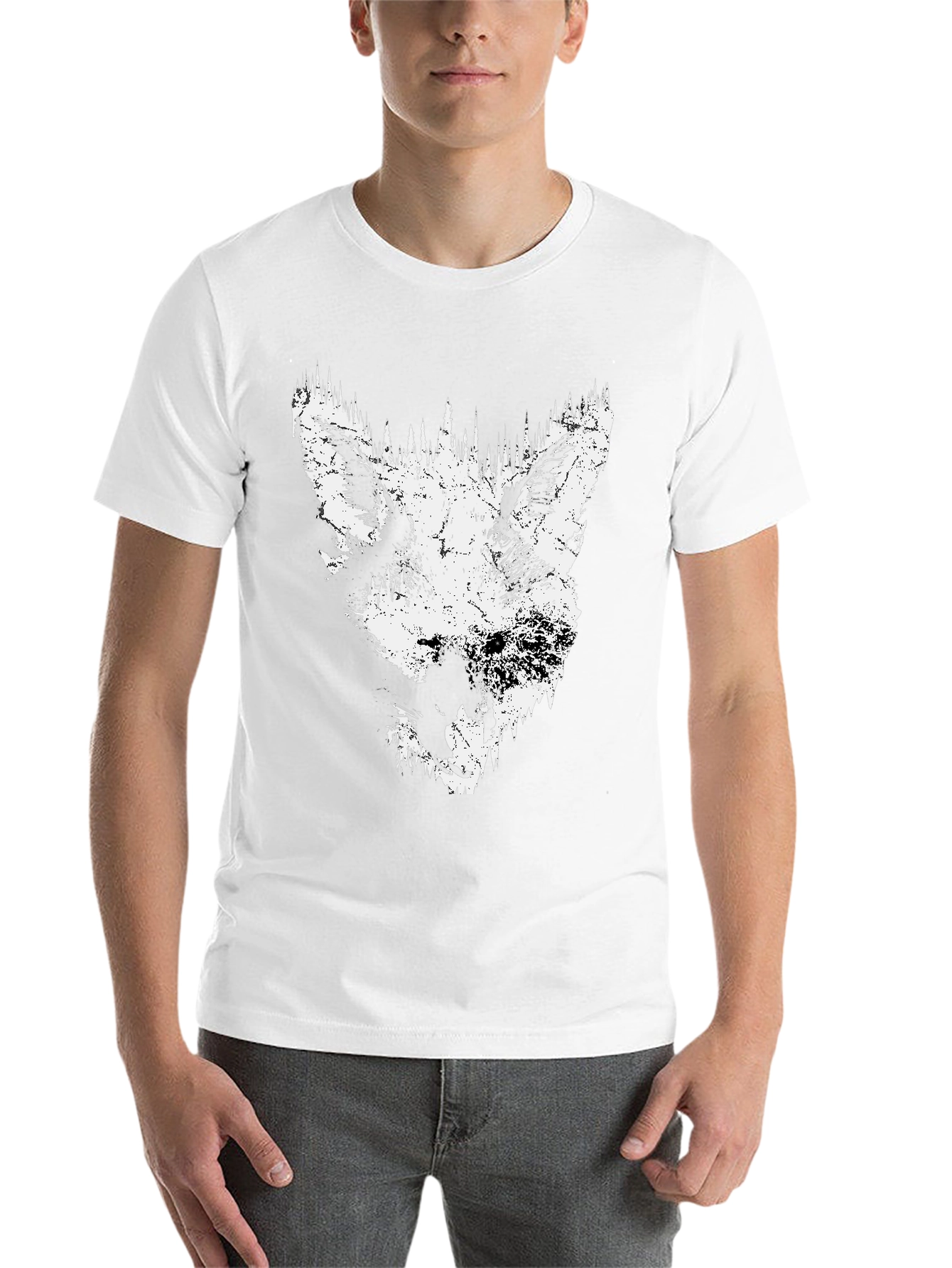 Black Wolf Graphic Print Black T-Shirt view 14