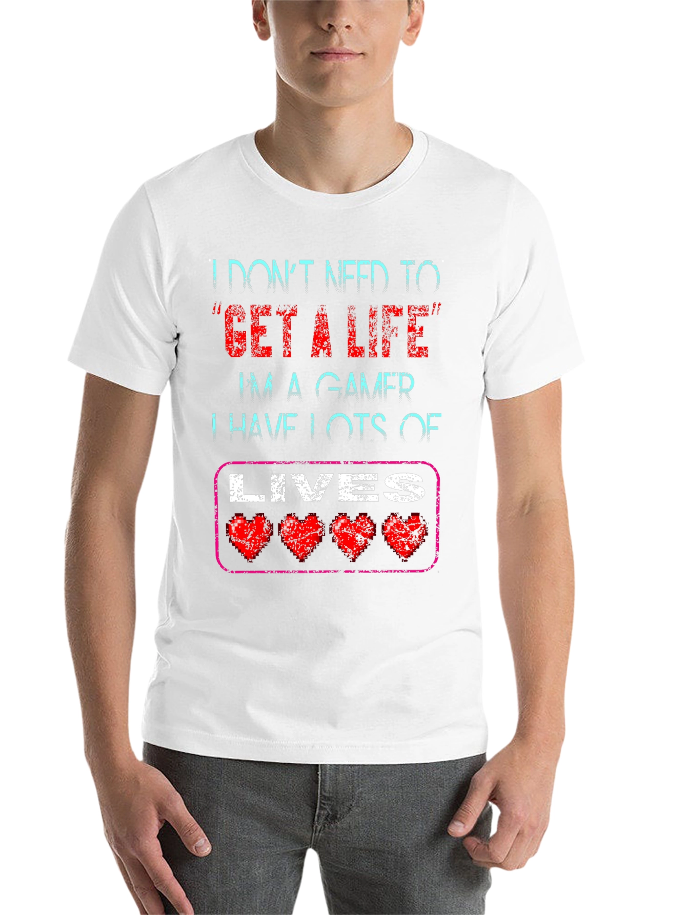 Black Gamer T-Shirt - I Don't Need a Life, I Have Lots of Lives! view 14