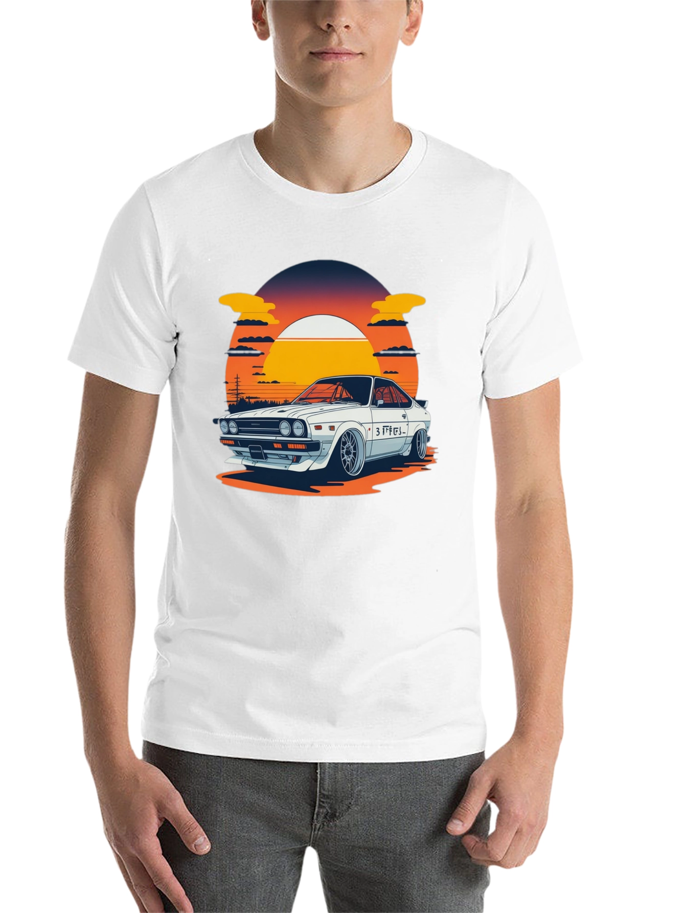 Black Retro Car Graphic Tee - Sunset Style view 14