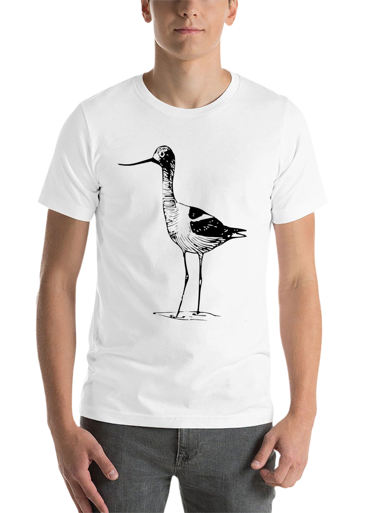 Black Men's Black T-Shirt with Bird Design view 14