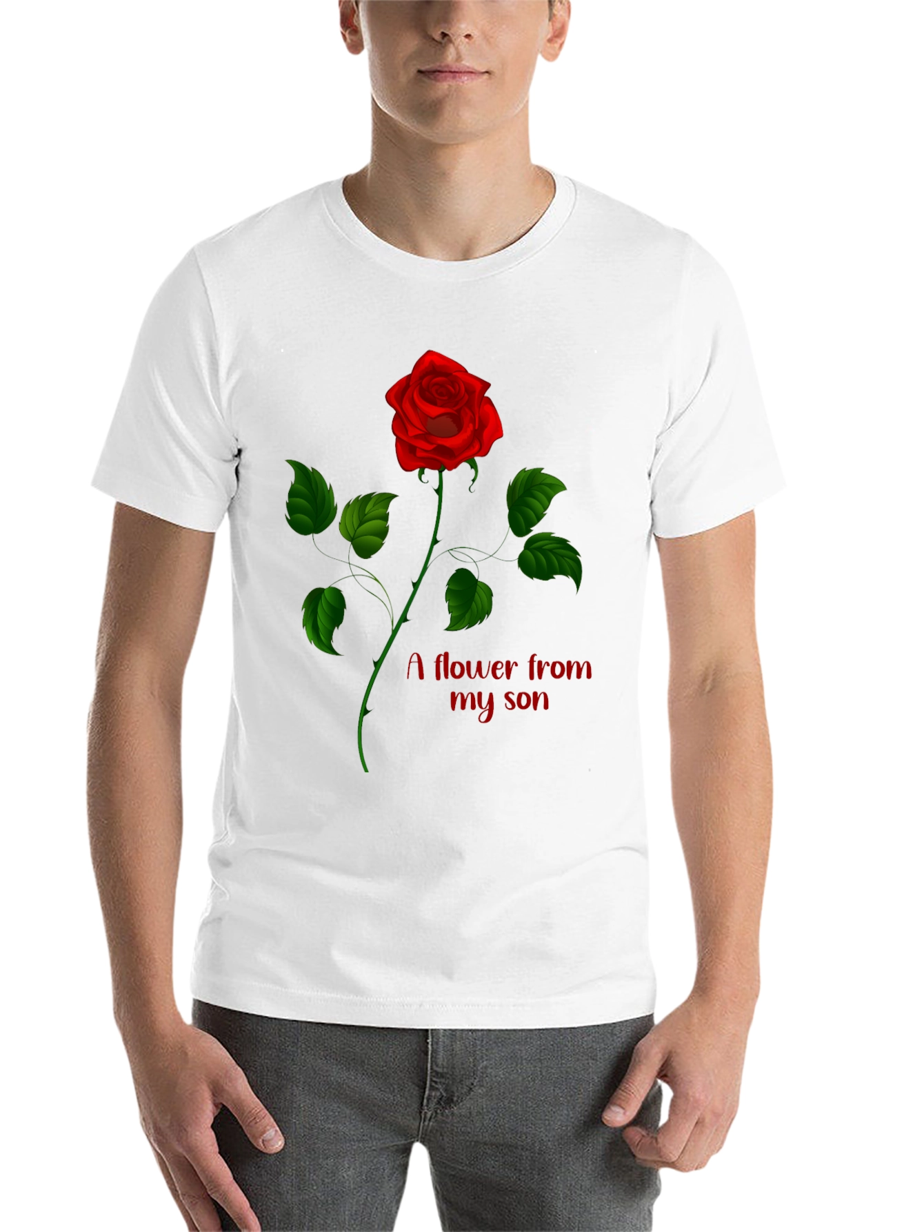 Black Rose Flower From My Son Graphic Tee view 14