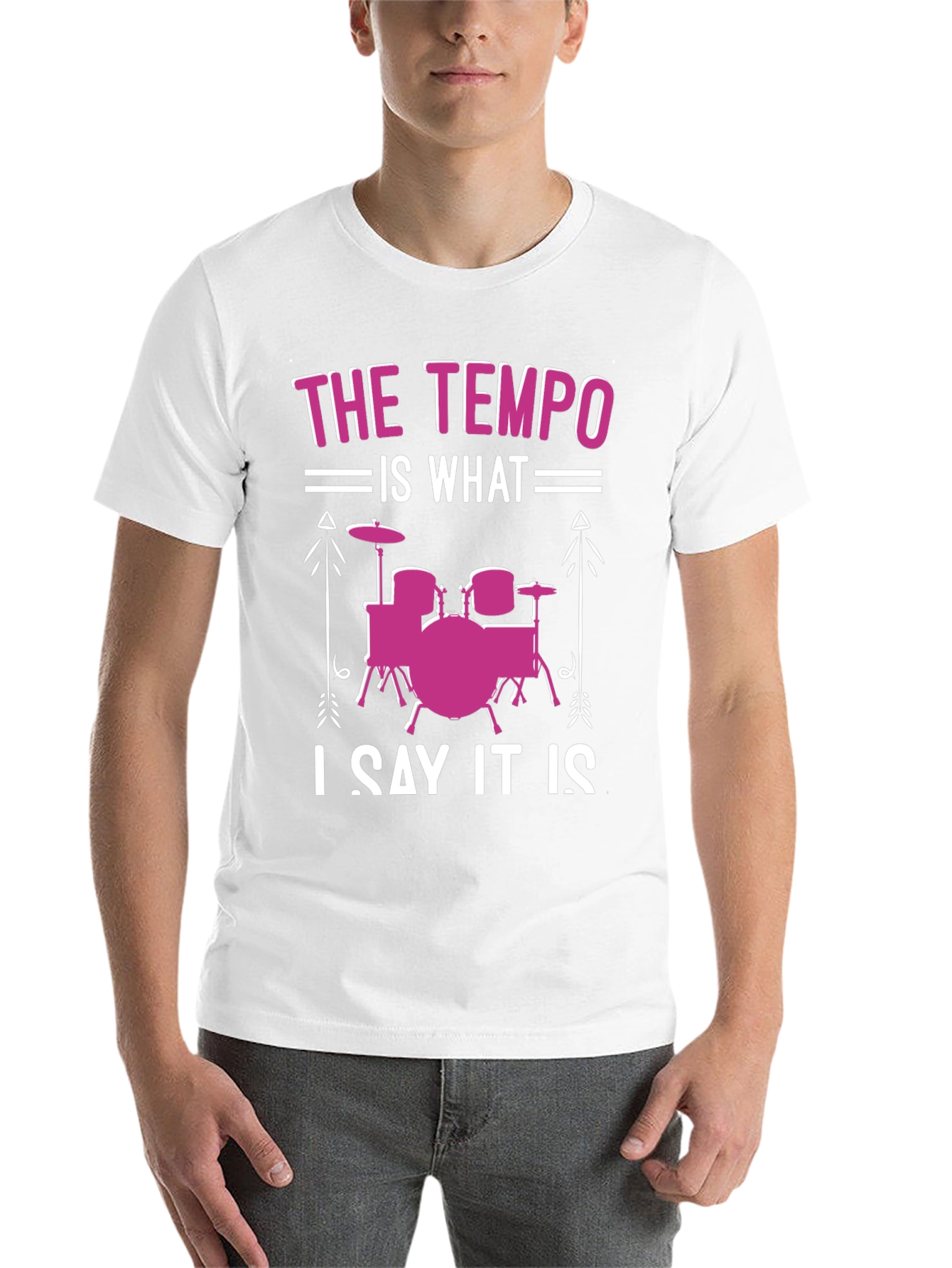 Black The Tempo is What I Say It Is Drummer T-Shirt view 14