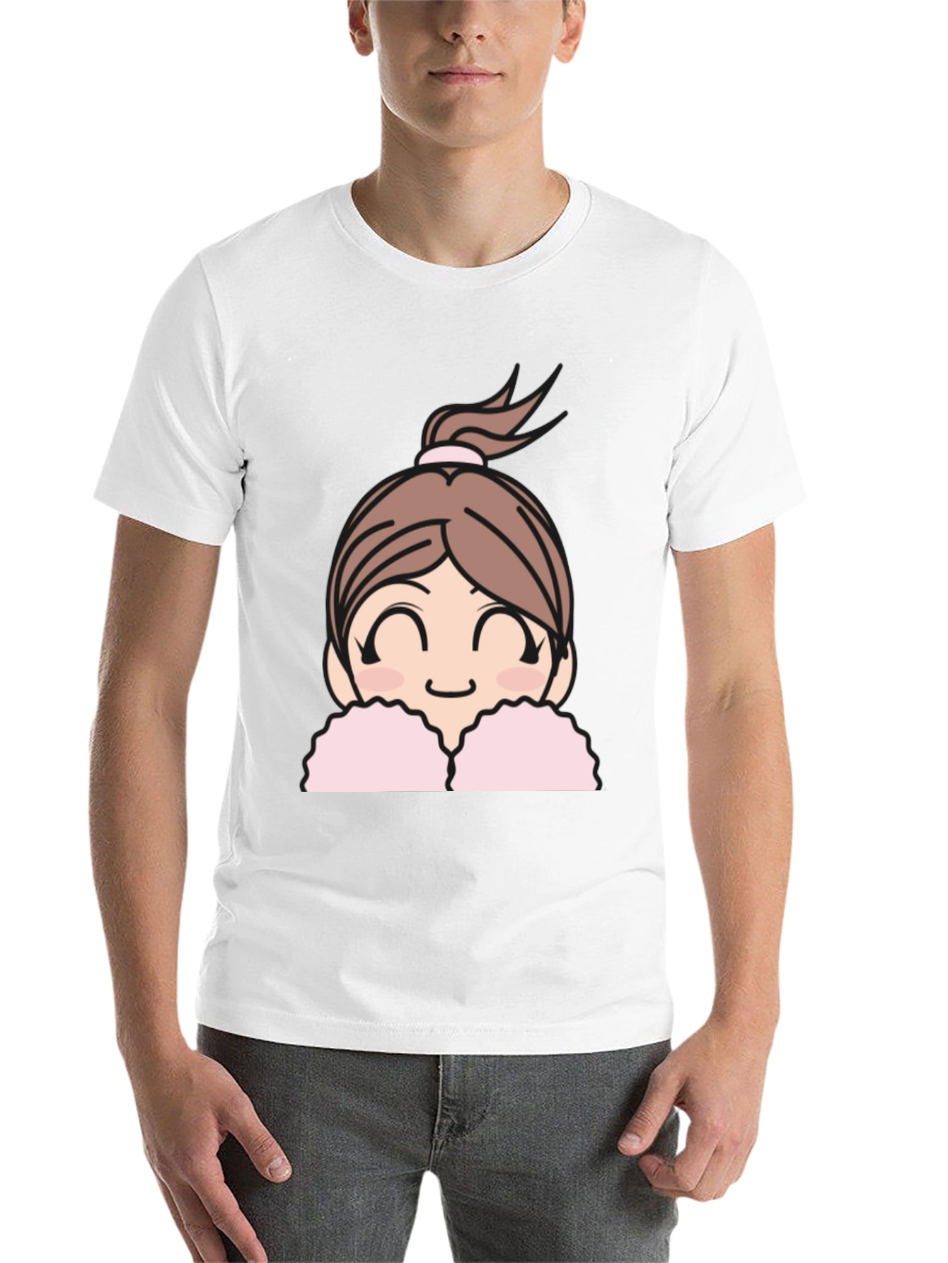 Black Cute Anime Girl Graphic Black T-Shirt view 14