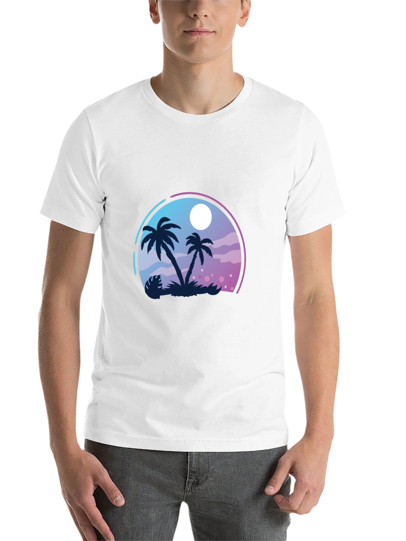 Black Tropical Palm Tree Graphic Black T-Shirt view 14