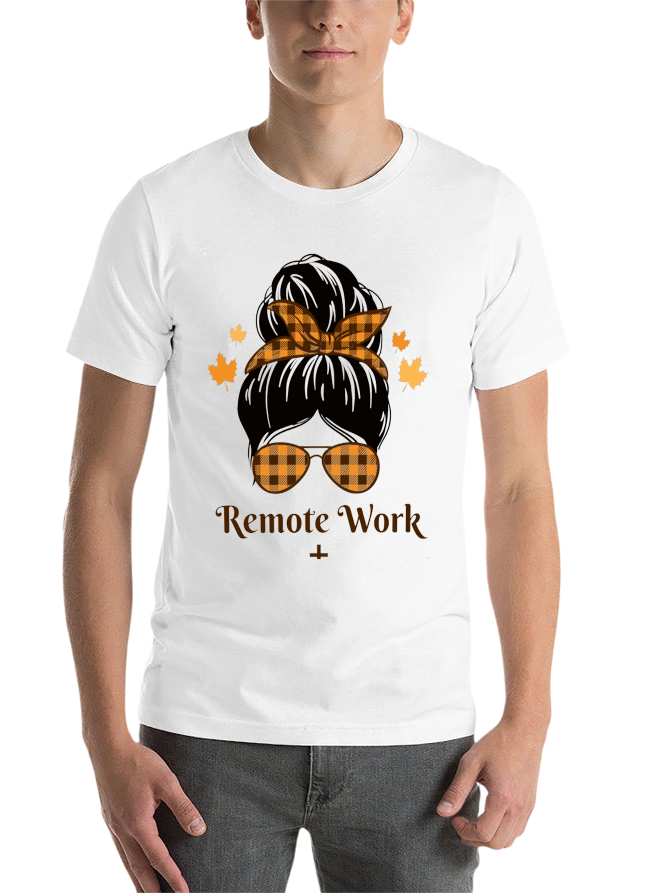 Remote Work Messy Bun T-Shirt - 14