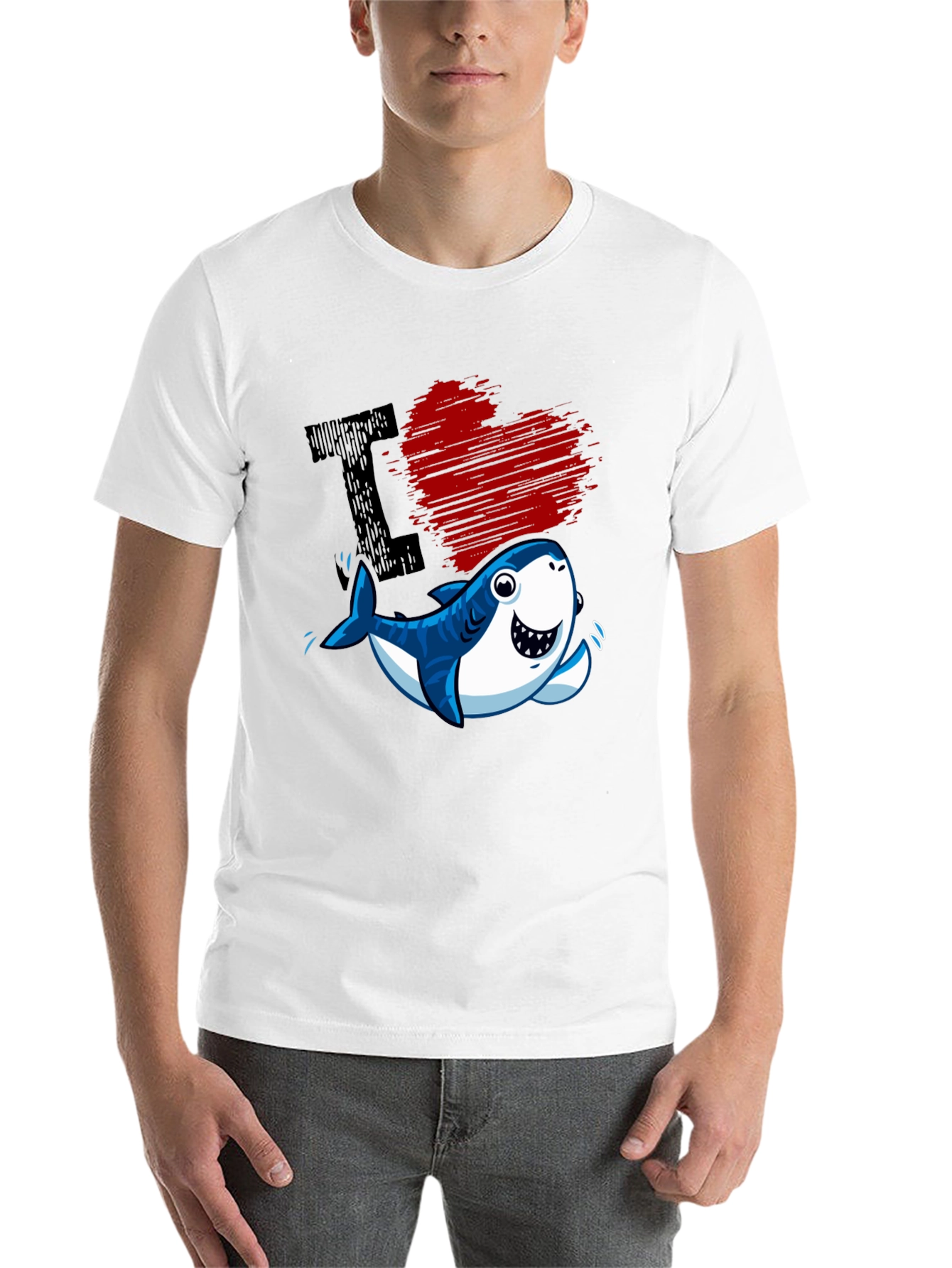 Black I Love Sharks T-Shirt - Cute Cartoon Graphic Tee view 14