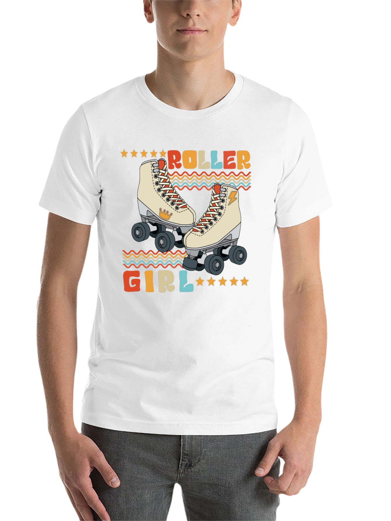 Black Retro Roller Girl T-Shirt - Vintage Style Skate Tee view 14