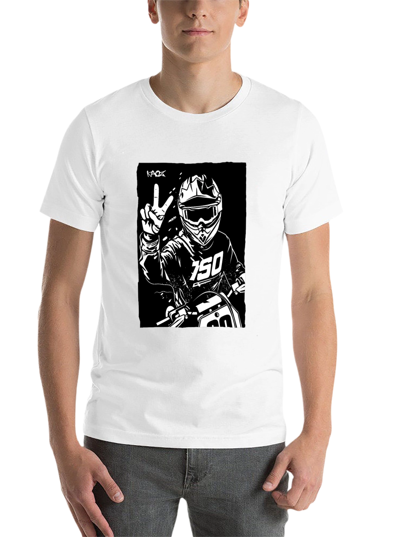 Black Black Motocross Rider Graphic Tee view 14