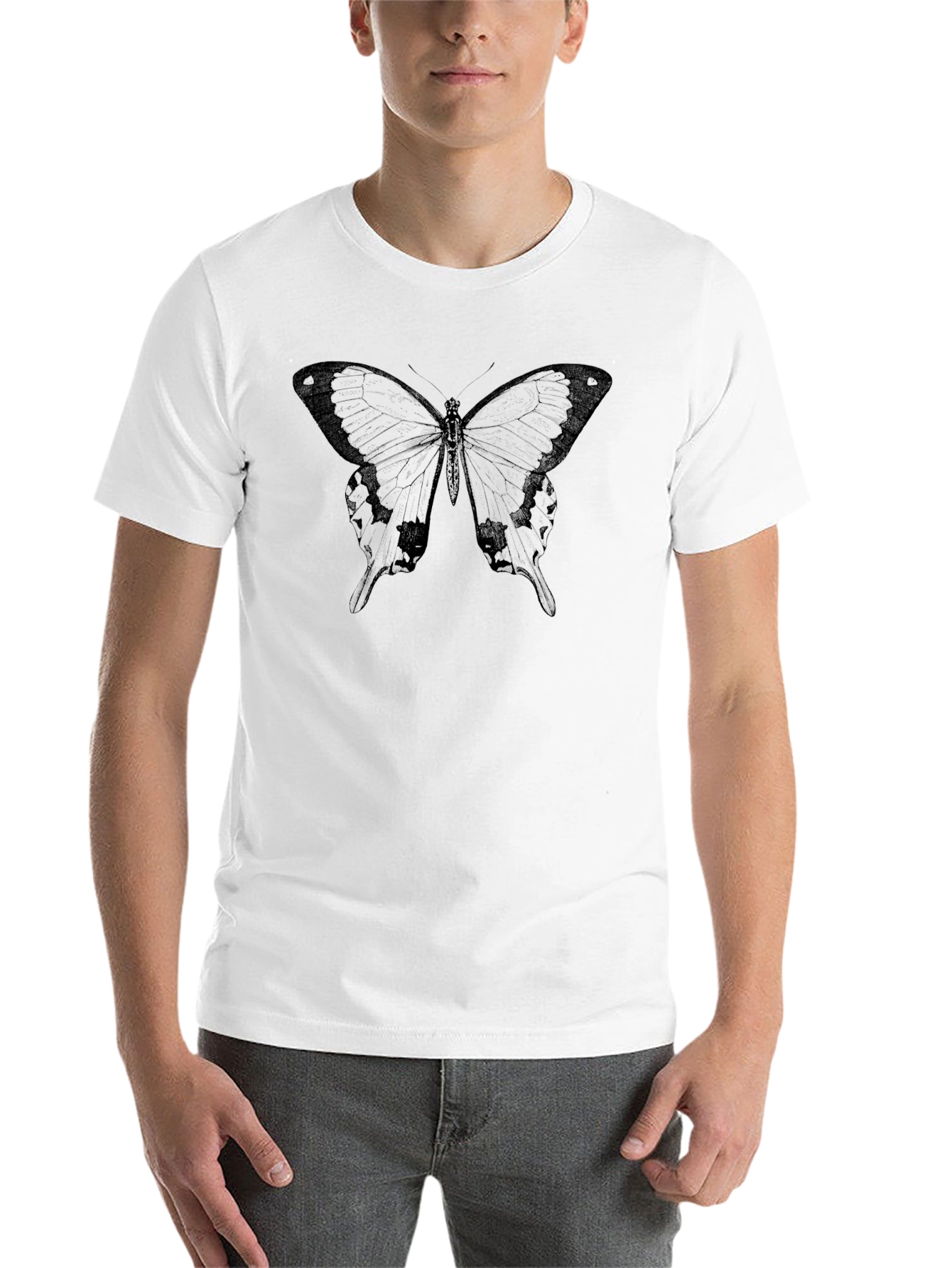 Black Butterfly Graphic Tee - Stylish Men's T-Shirt - 14