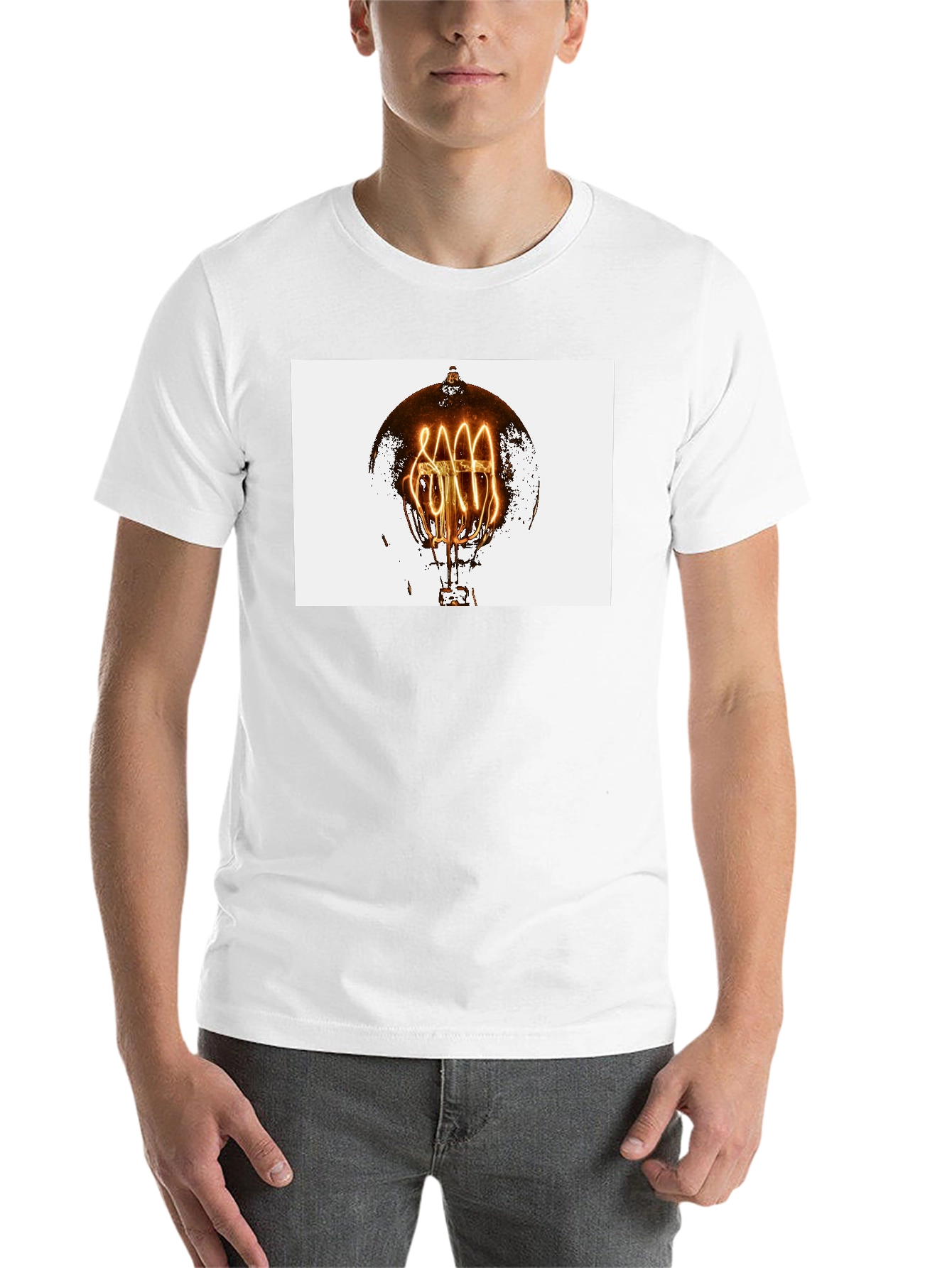 Black Vintage Filament Bulb Graphic Tee - Black Cotton Blend view 14