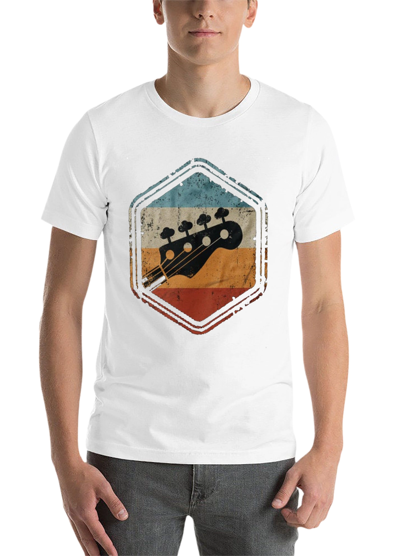 Black Retro Bass Guitar T-Shirt - Vintage Style view 14