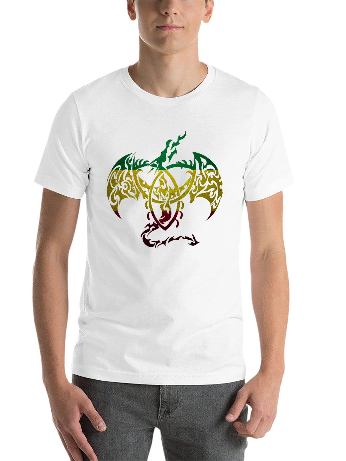 Black Rasta Tribal Dragon Graphic T-Shirt - Unique Design view 14