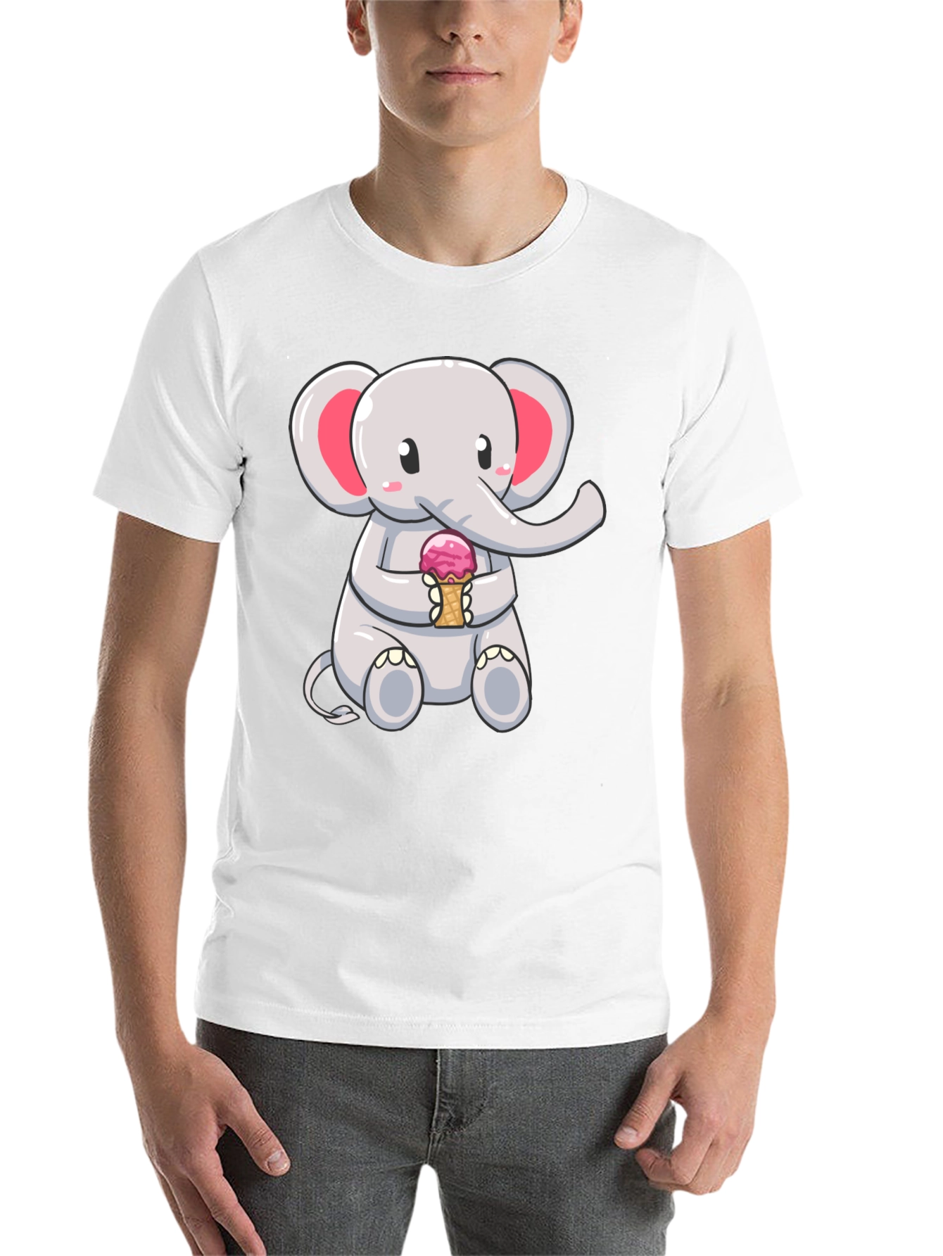 Black Cute Elephant Ice Cream T-Shirt view 14