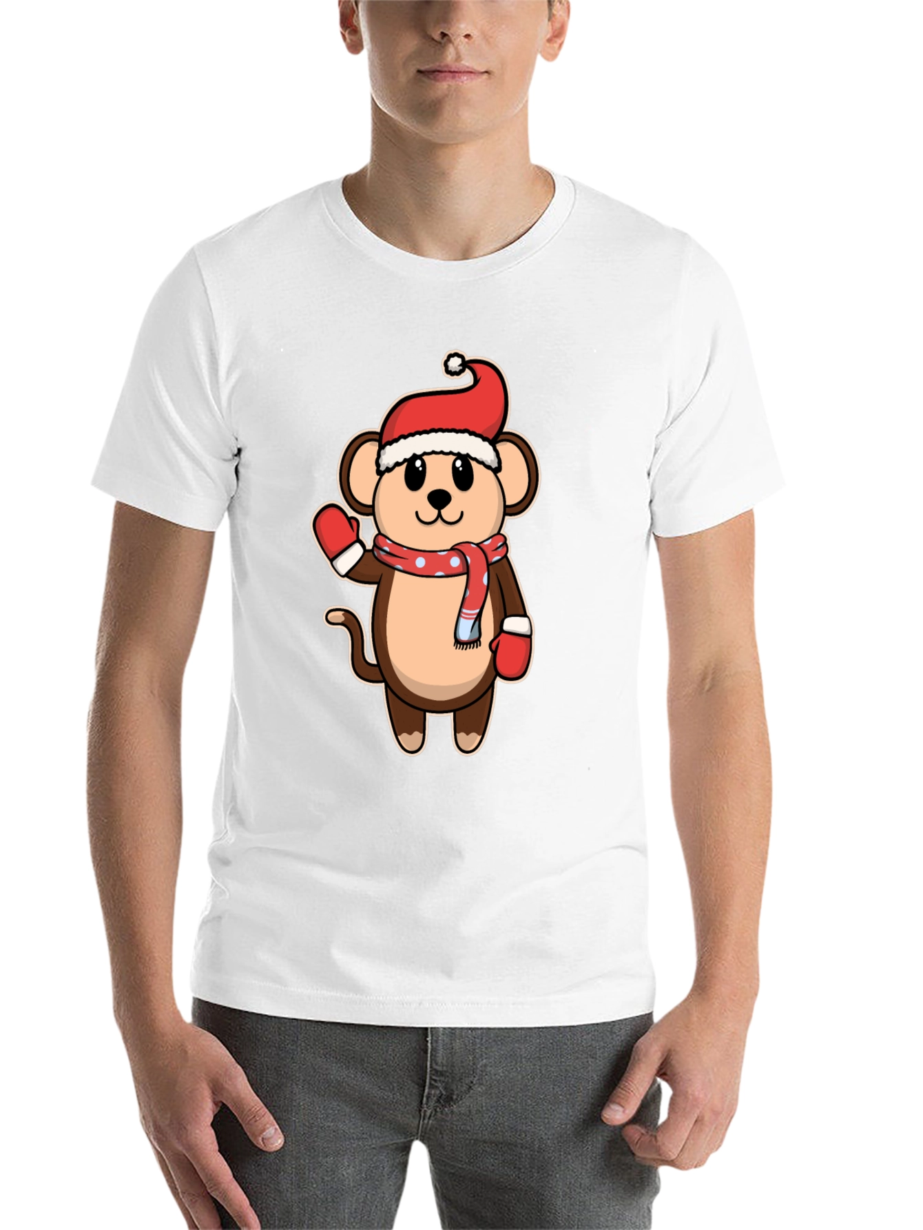 Black Festive Monkey T-Shirt - Holiday Cheer! view 14
