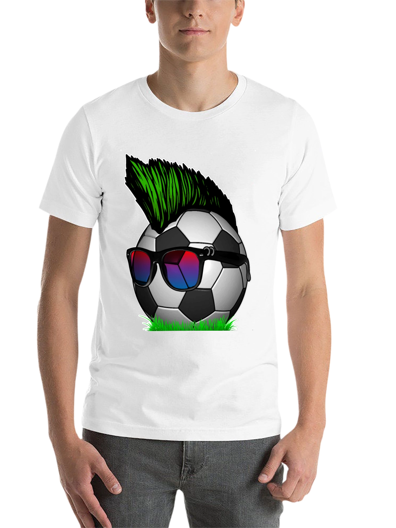 Black Soccer Ball Mohawk Graphic Tee - Cool & Unique! view 14