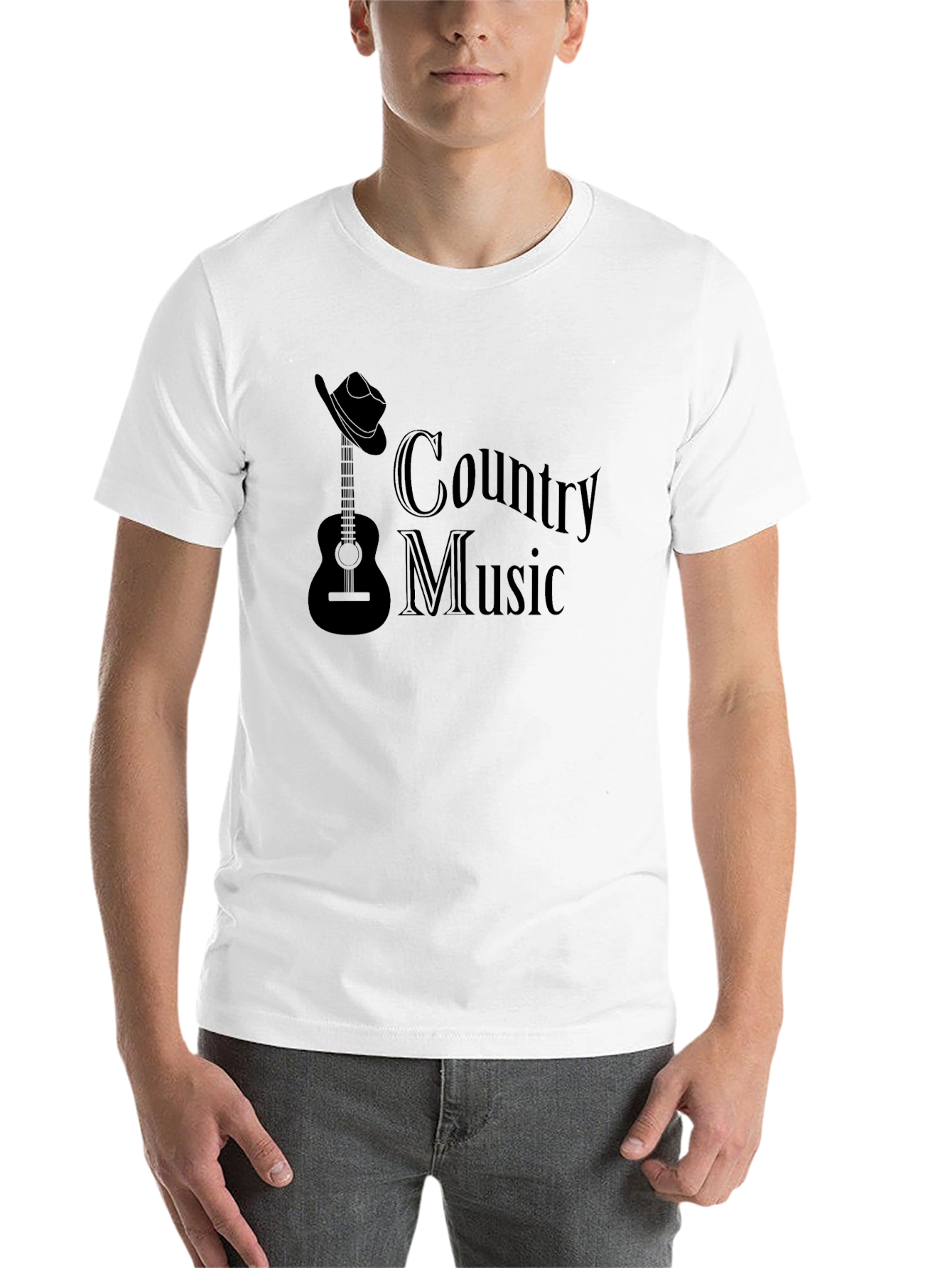 Black Country Music T-Shirt - Guitar and Cowboy Hat Design view 14