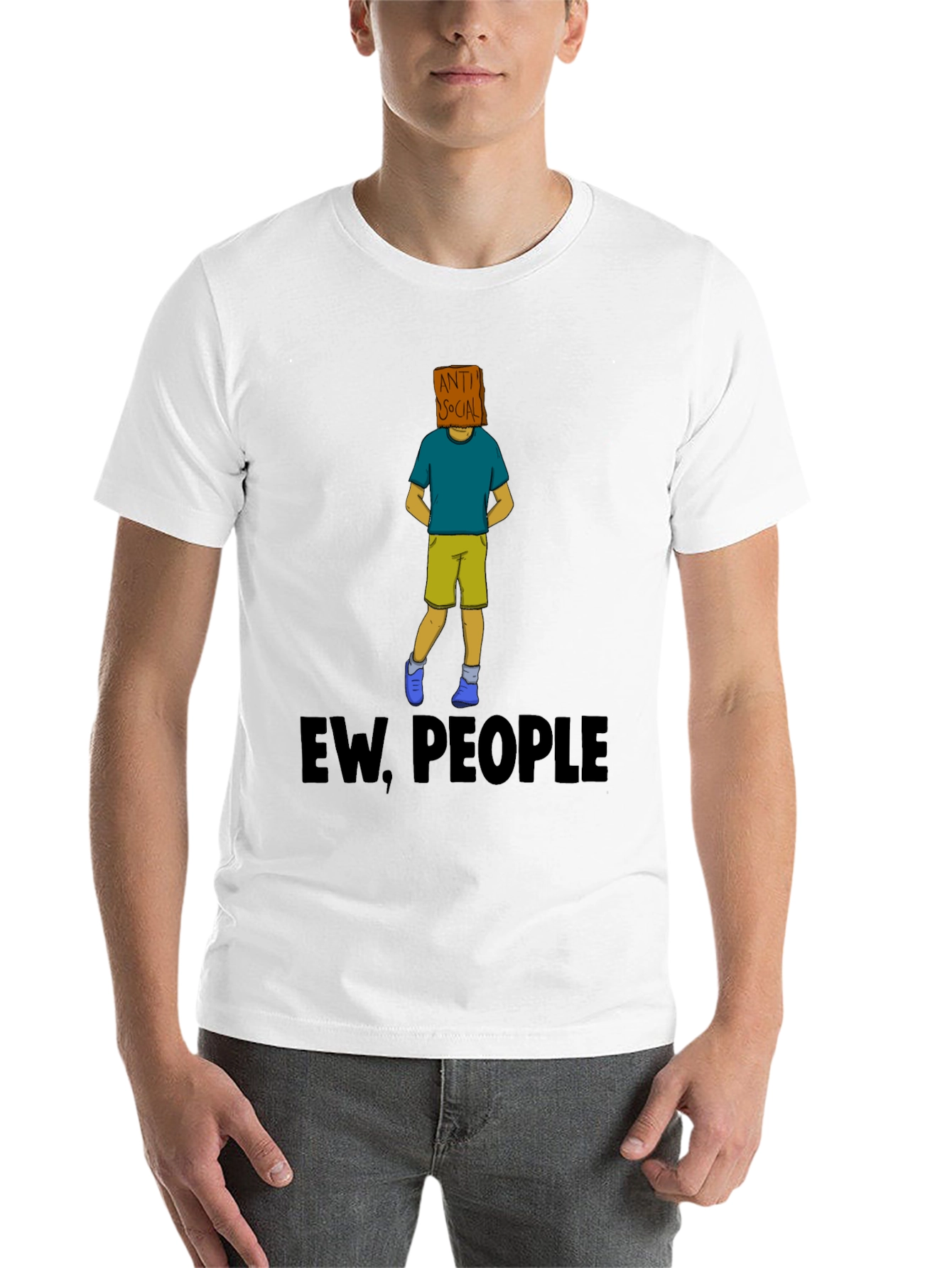 Black Anti-Social Graphic T-Shirt - "Ew, People" view 14