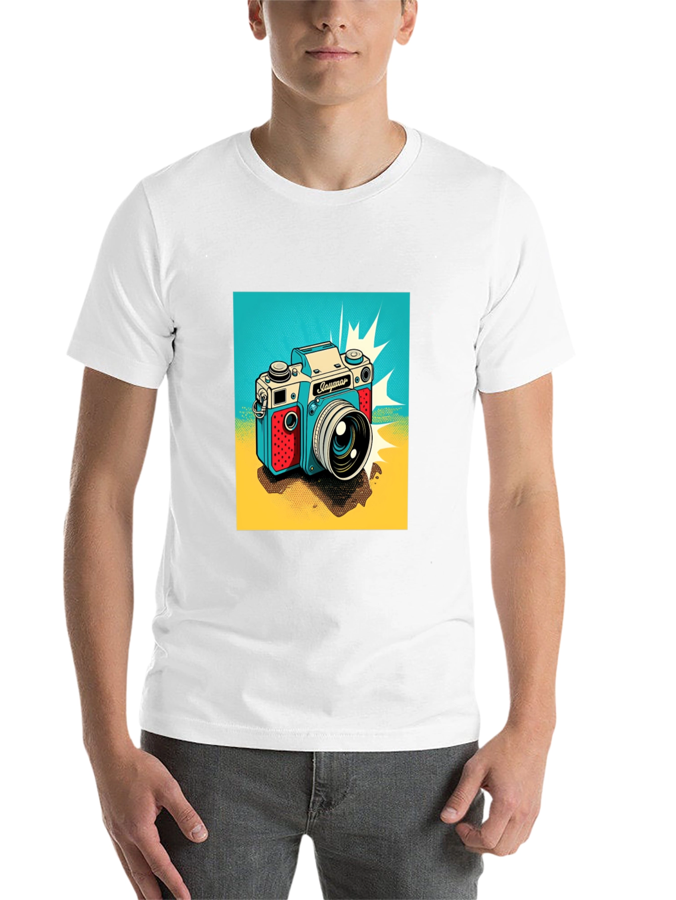 Black Retro Camera Graphic Tee - Black Cotton T-Shirt view 14