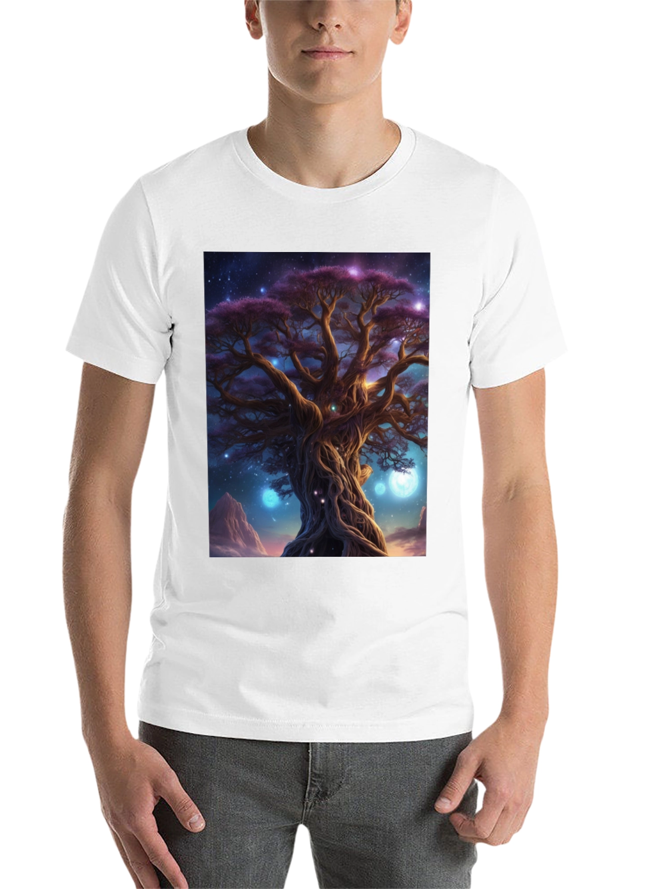 Black Mystic Tree Graphic Tee - Black Cotton Blend view 14