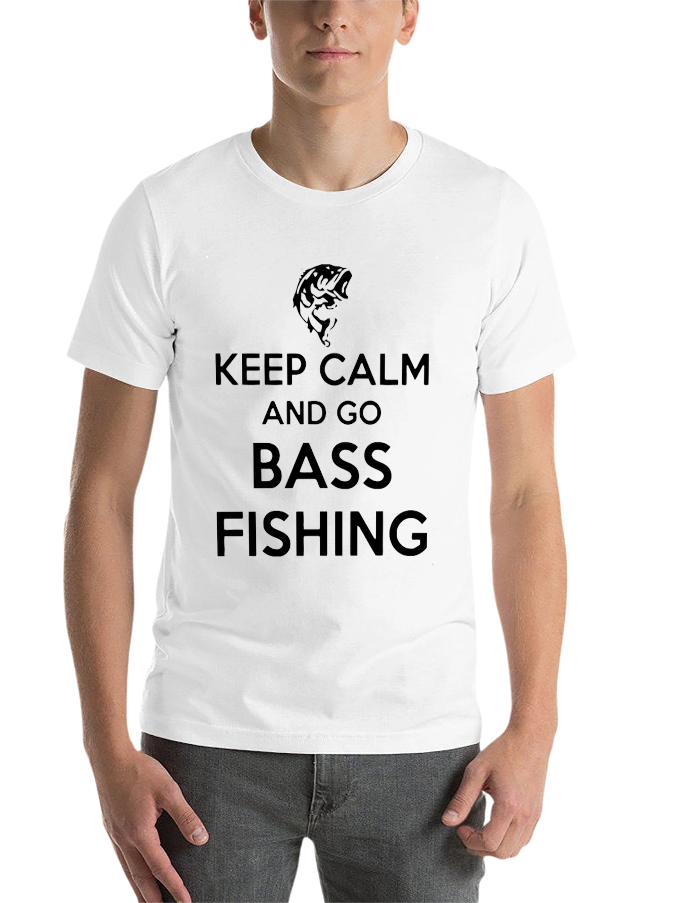 Black Keep Calm and Go Bass Fishing T-Shirt view 14