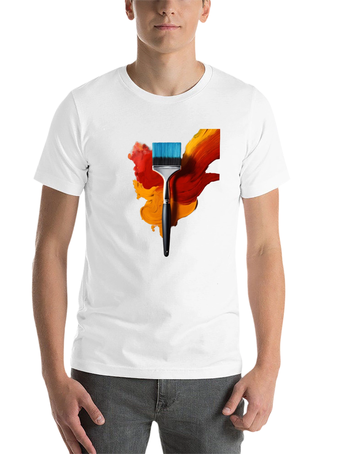 Black Abstract Paintbrush Graphic Tee - Artistic Design view 14