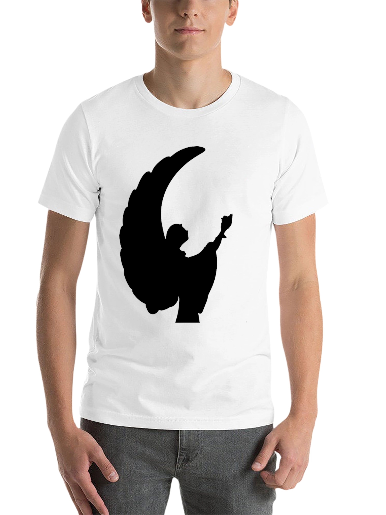Black Angel Silhouette Black T-Shirt view 14
