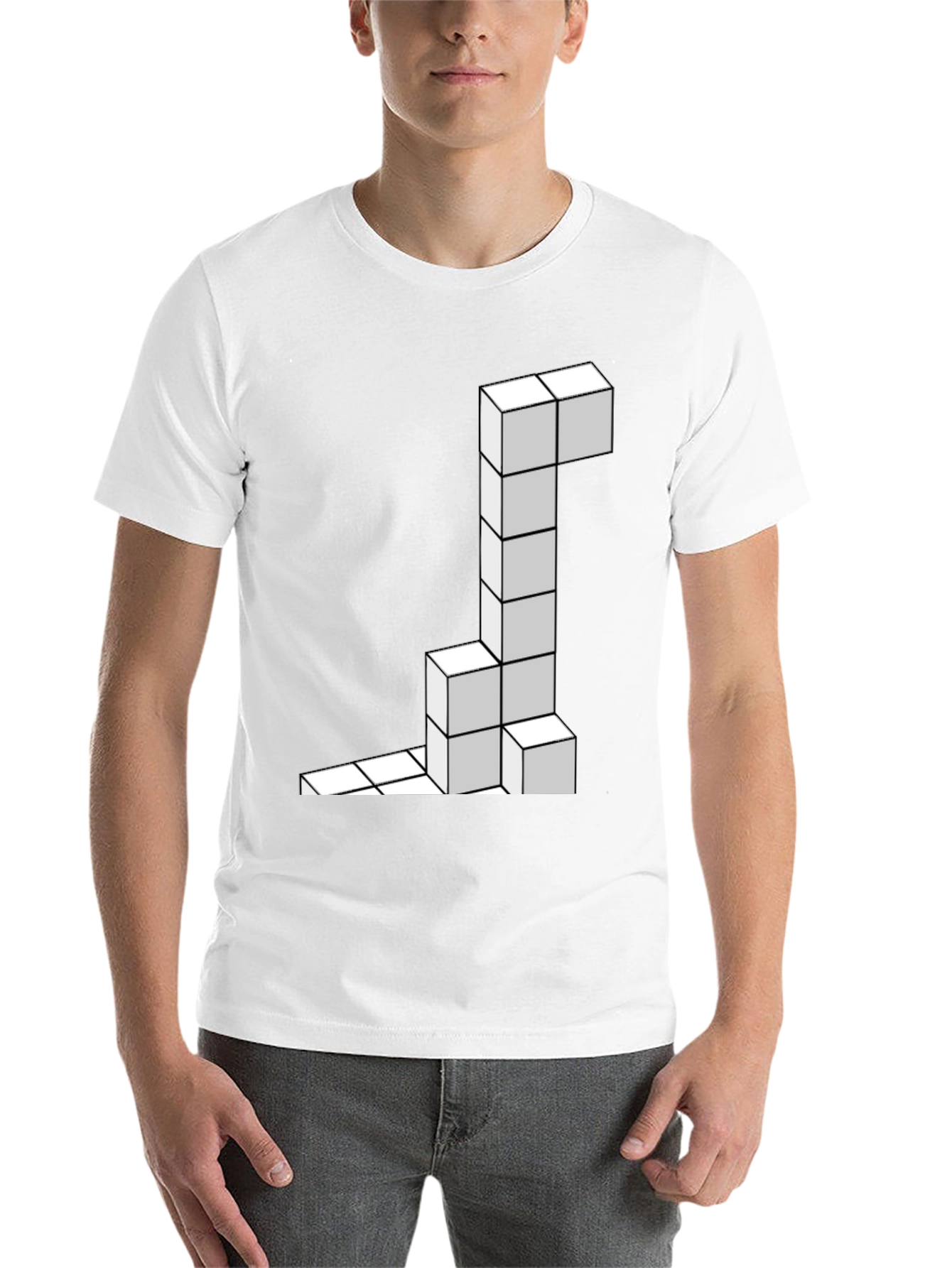 Black Tetris Block Black T-Shirt view 14