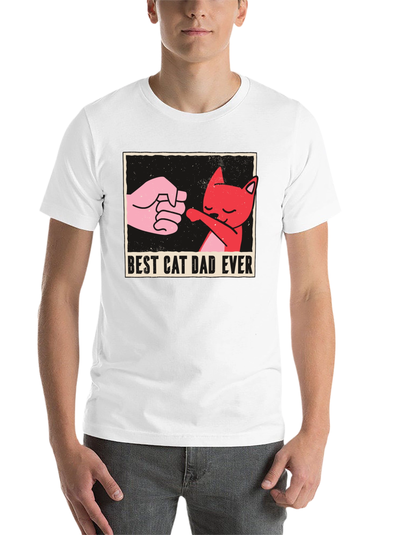 Black Best Cat Dad Ever Graphic Tee - Fun Novelty Shirt view 14